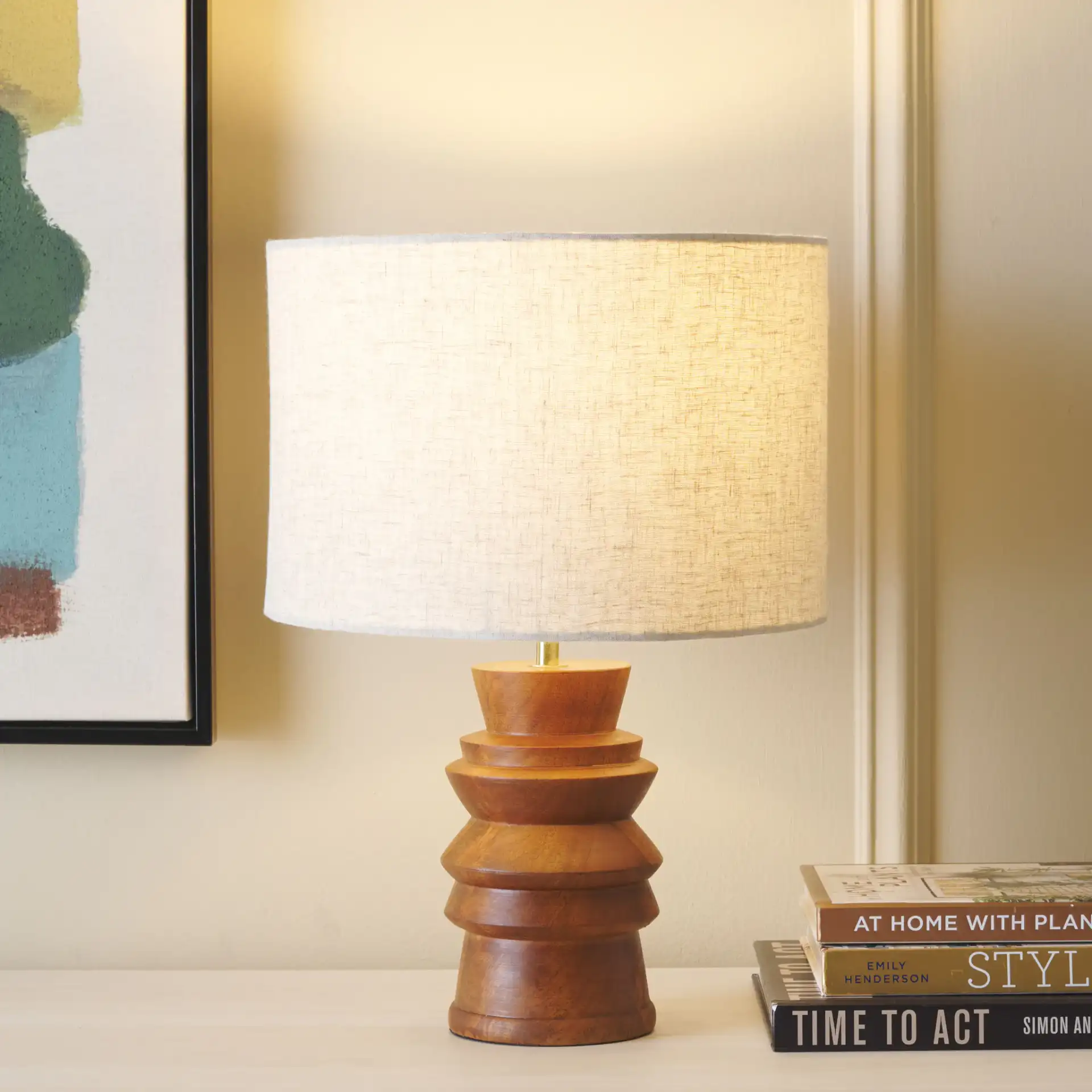 Rodi Table Lamp in Natural in a styled room