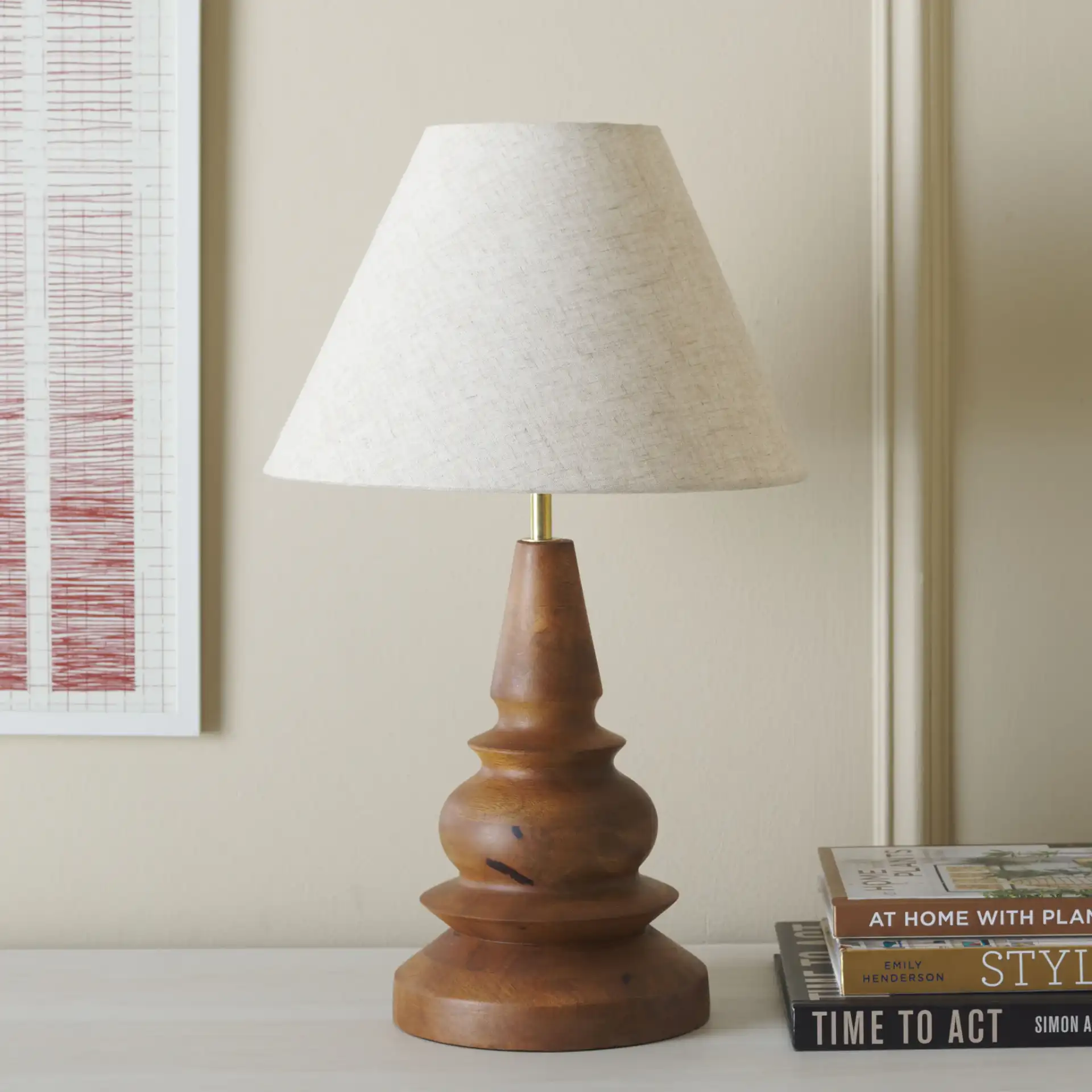 Solene Table Lamp in Natural in a styled room