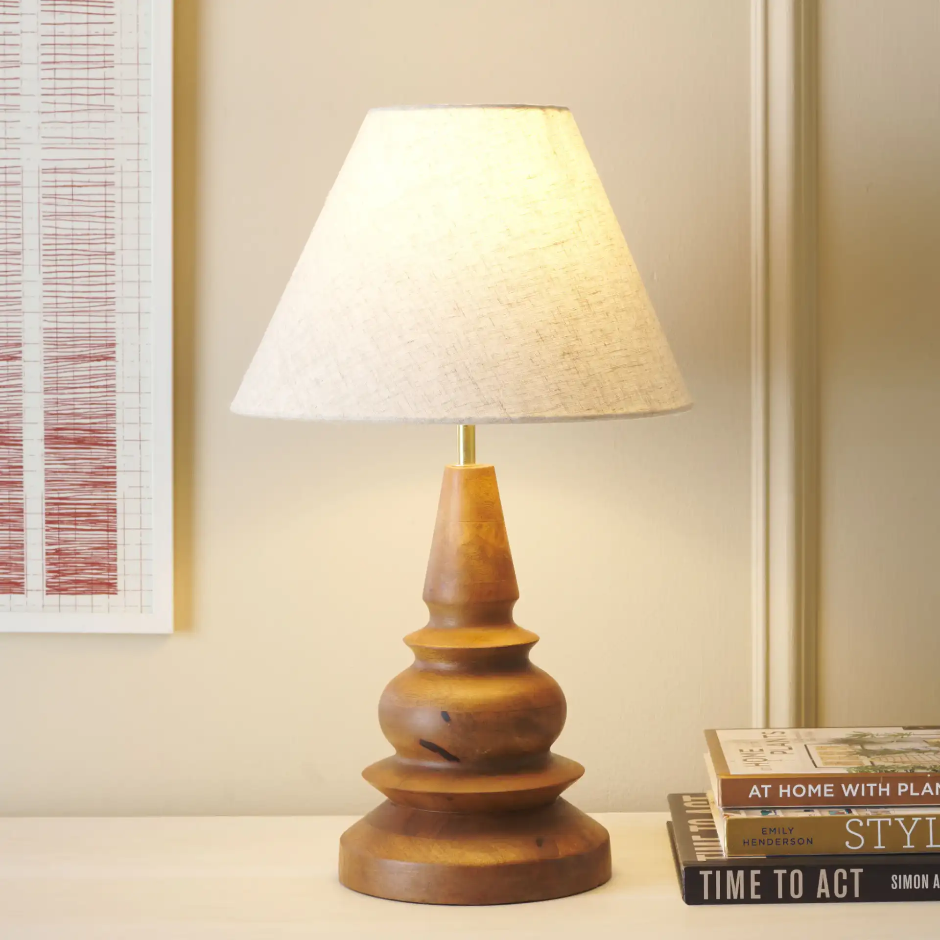 Solene Table Lamp in Natural in a styled room
