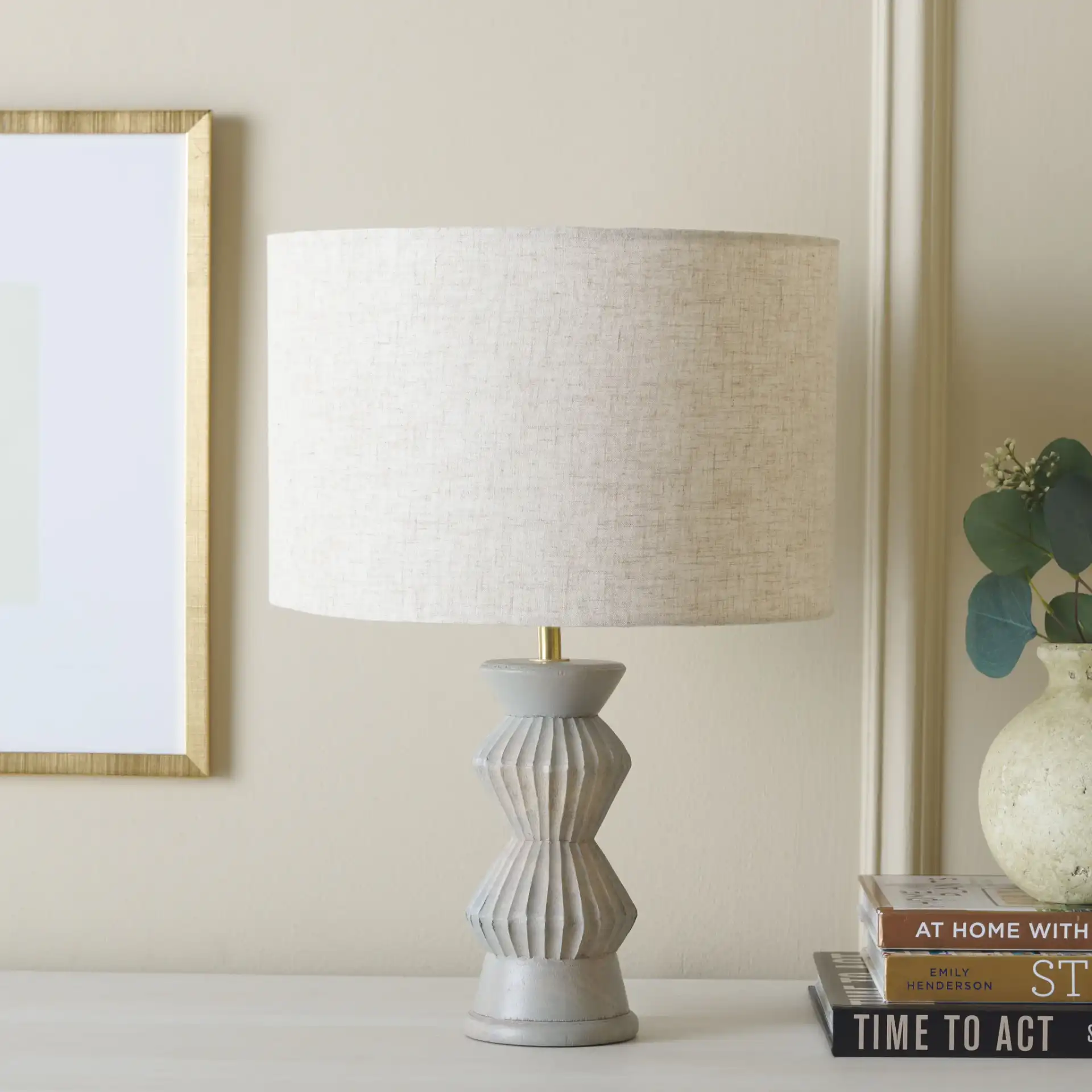 Isano Table Lamp in Off-White in a styled room