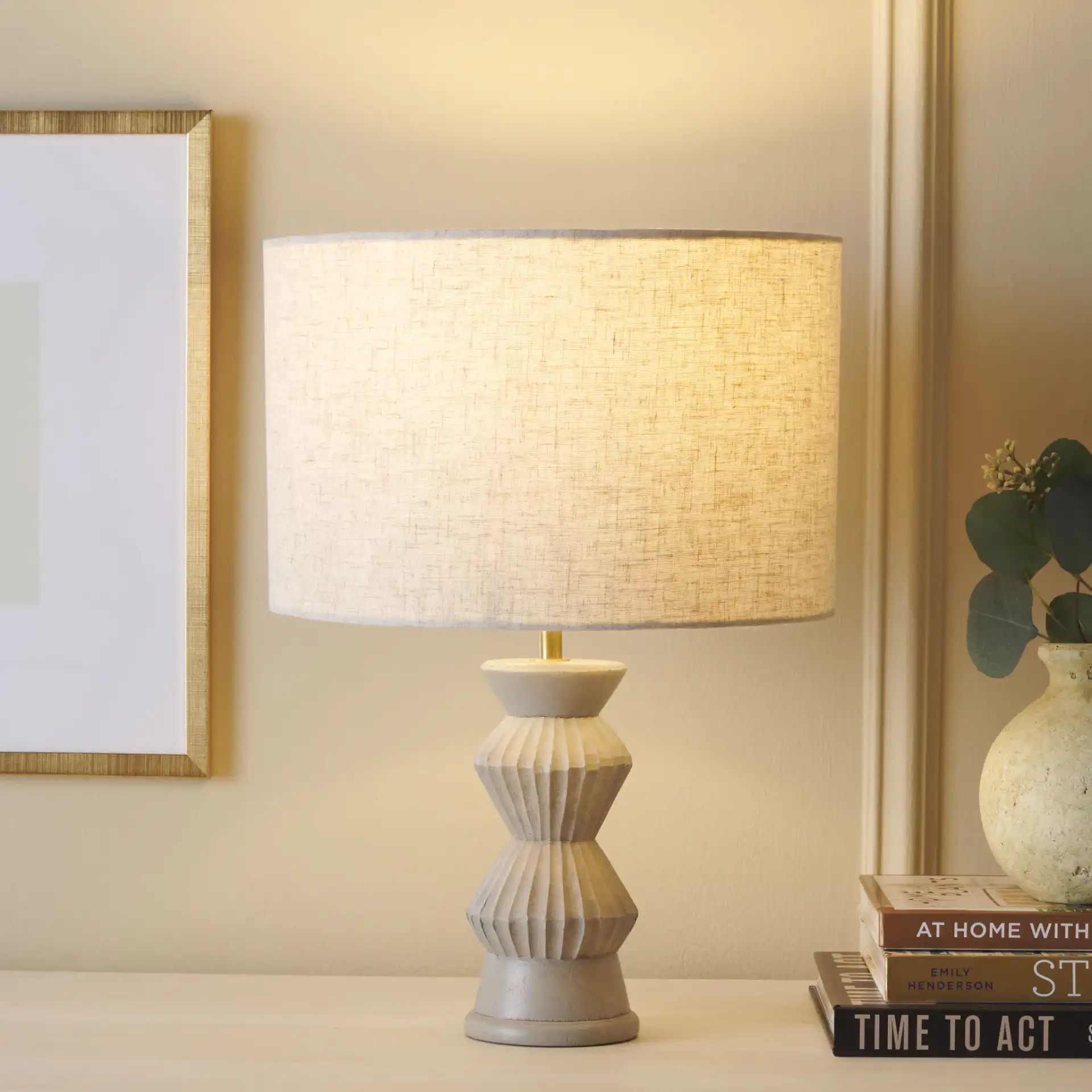 Isano Table Lamp in Off-White in a styled room