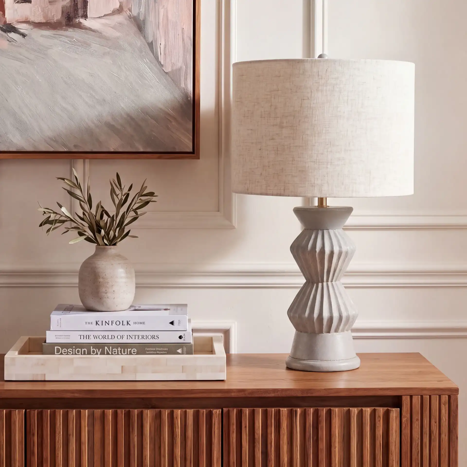 Isano Table Lamp in Off-White in a styled room