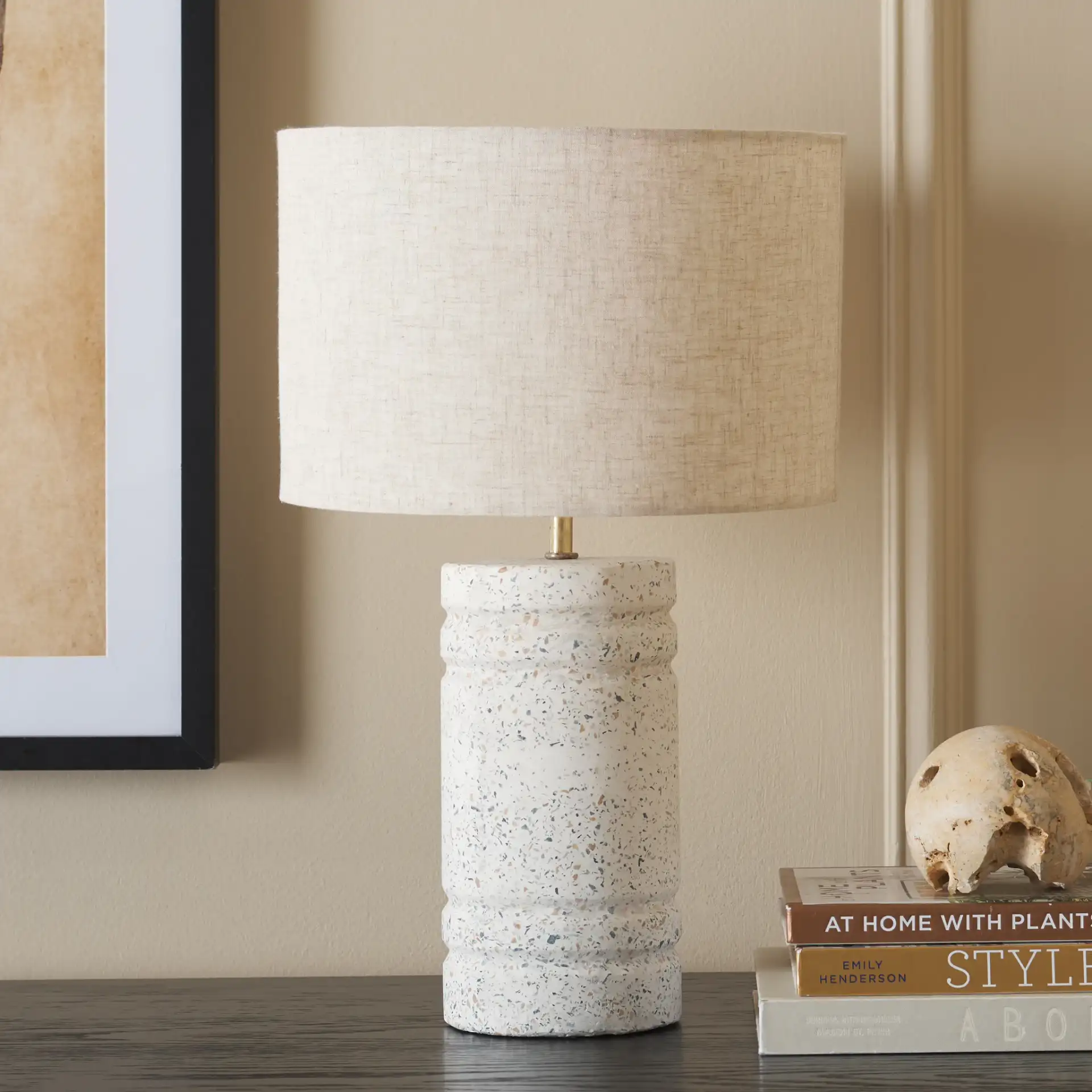 Azalea Table Lamp in White / Multicolor in a styled room
