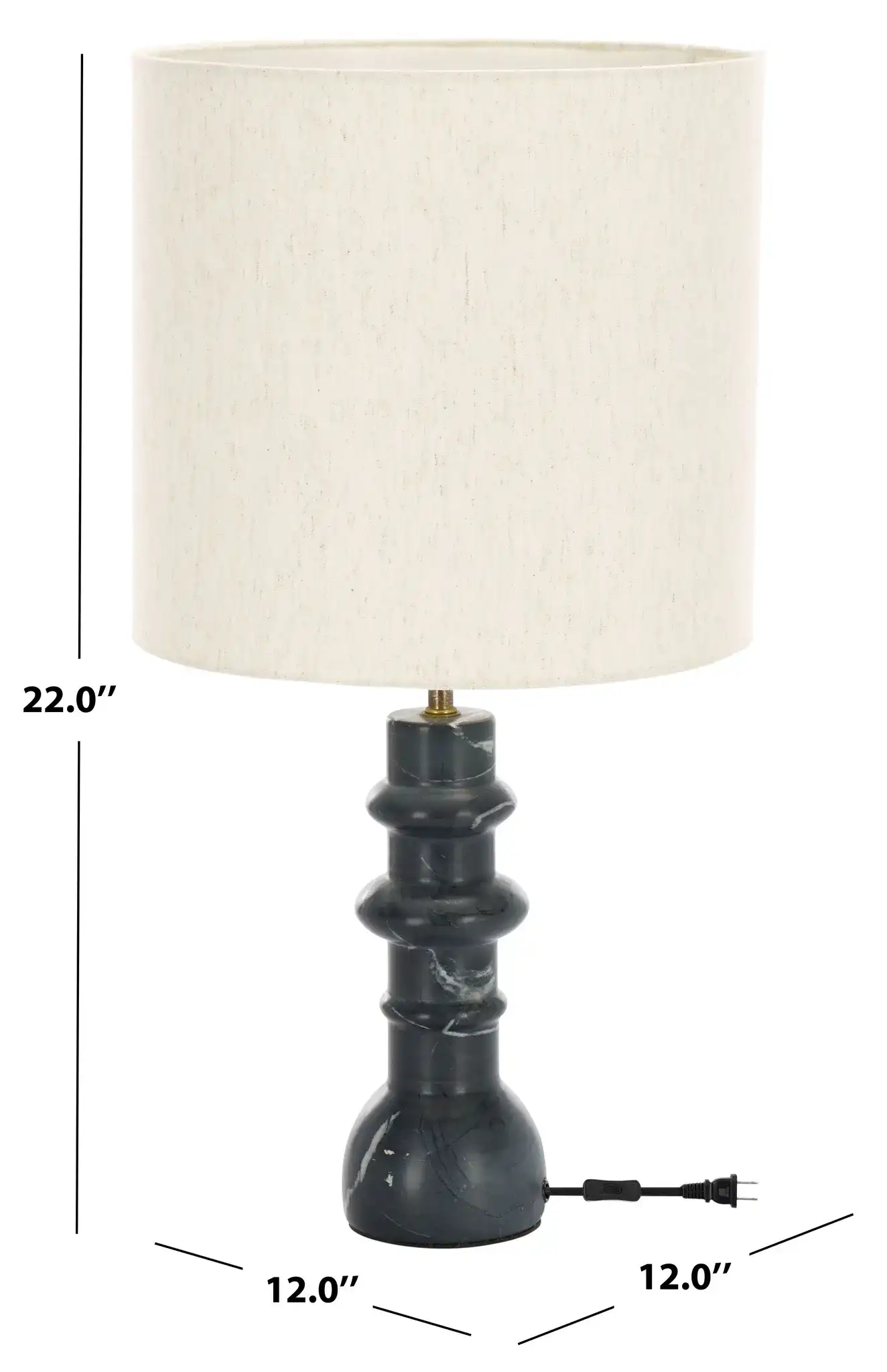 Teya Table Lamp in Black Marble, detail view