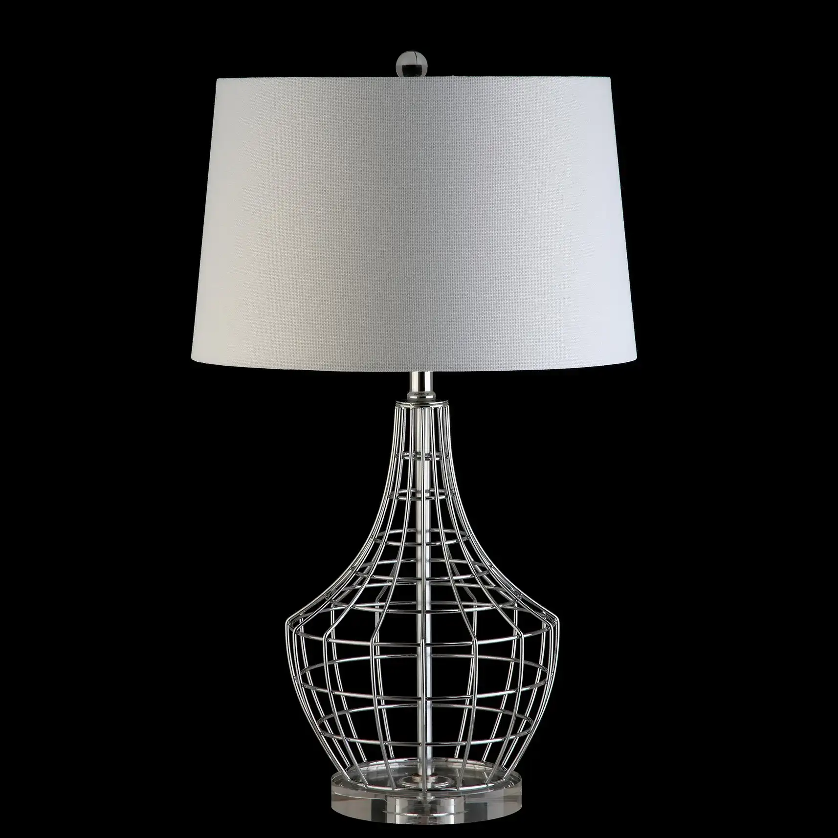 Olga Table Lamp (Set of 2) in Silver / White, detail view
