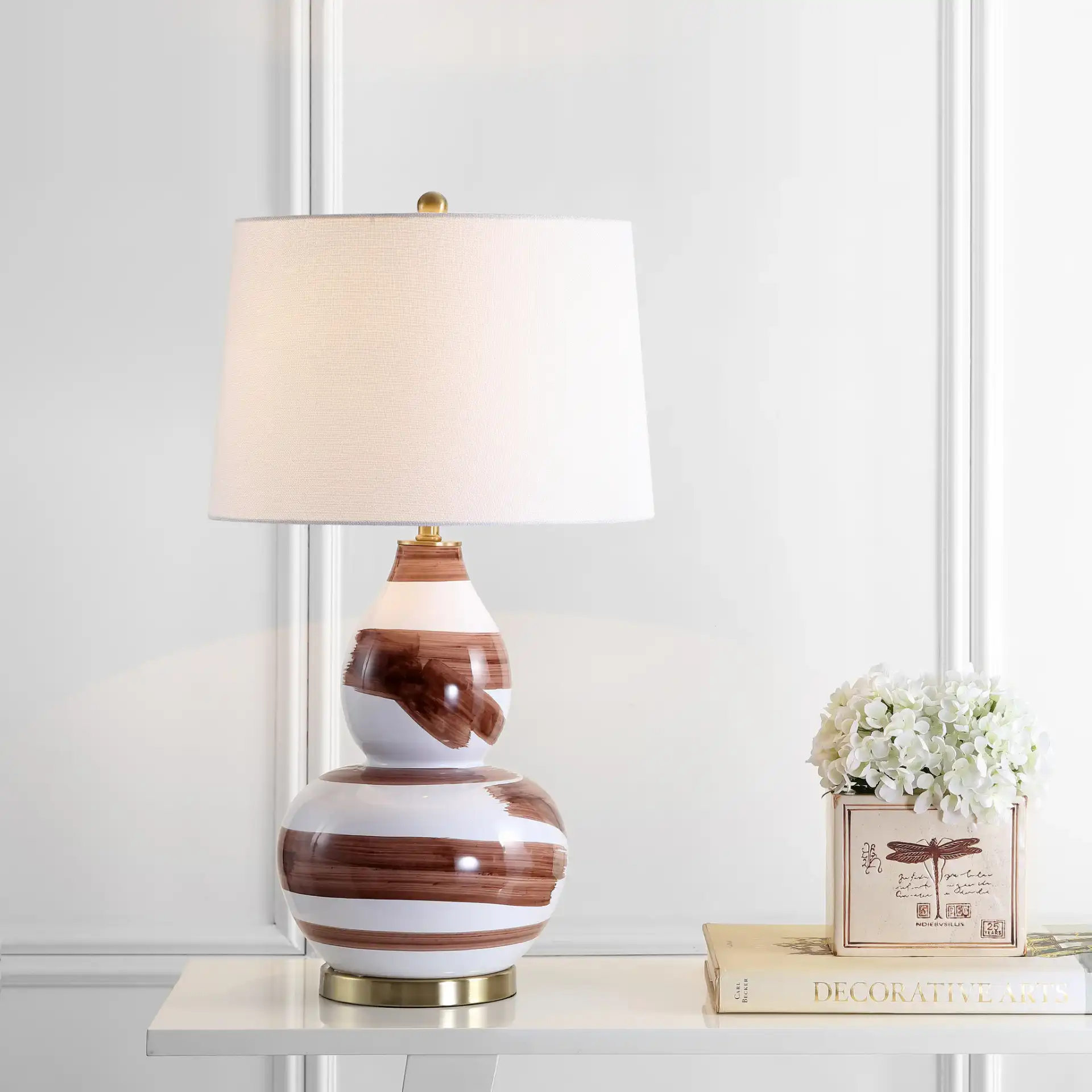 Aileen Table Lamp in Brown / Gold in a styled room