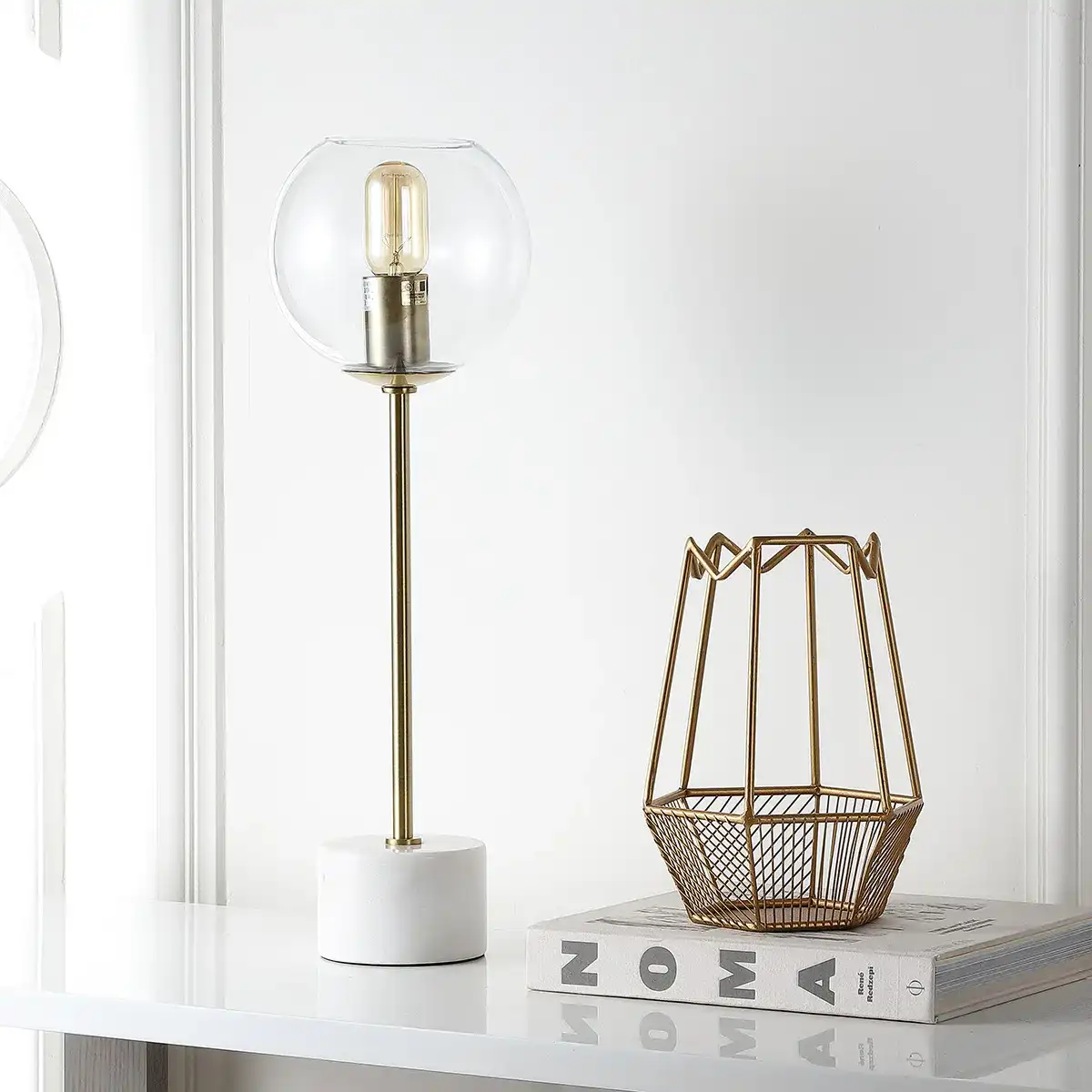 Caden Table Lamp in Gold in a styled room