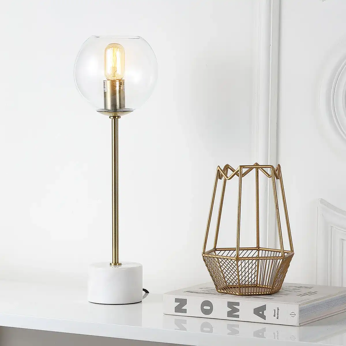Caden Table Lamp in Gold in a styled room