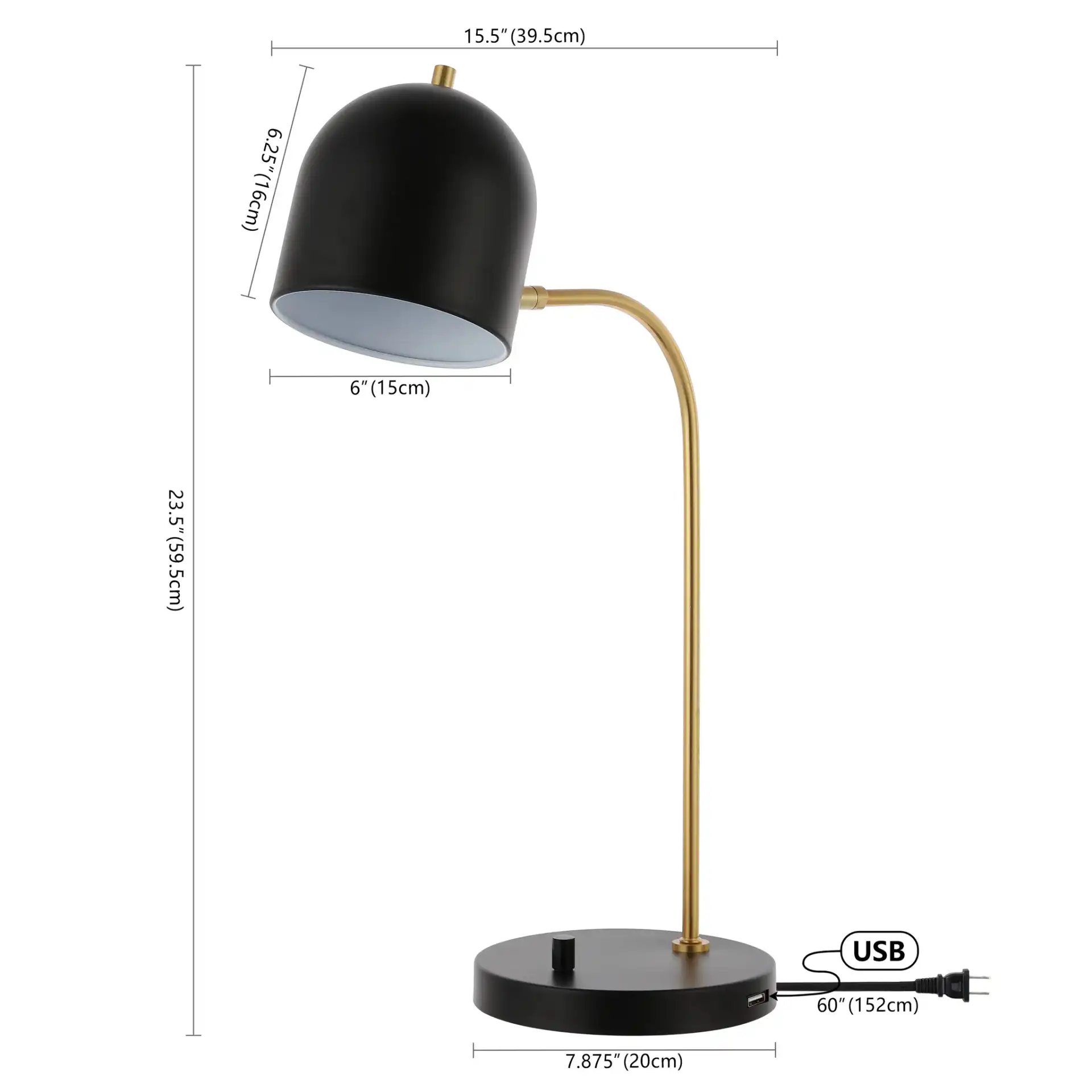 Drina Table Lamp in Black, detail view