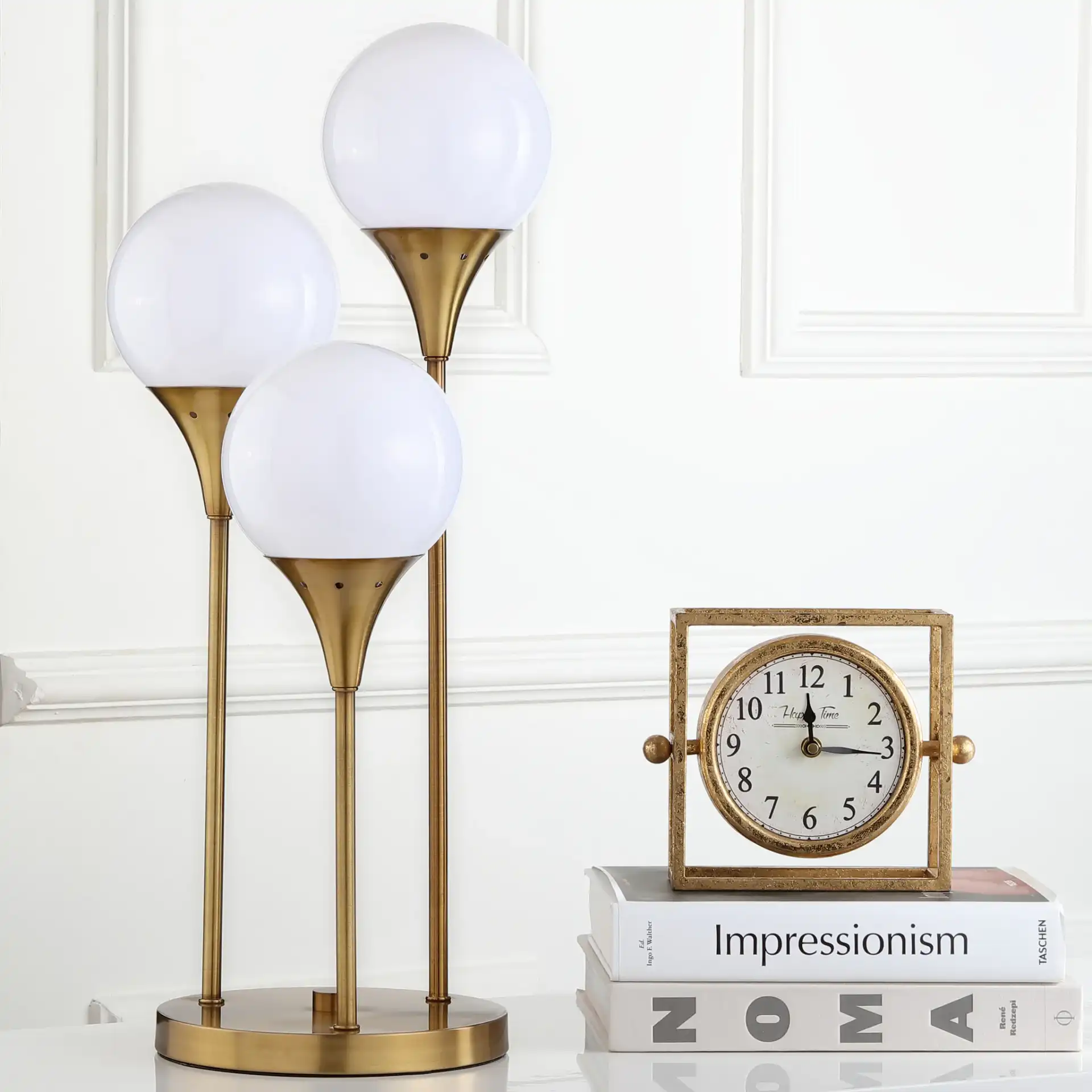 Marzio Table Lamp in Brass in a styled room