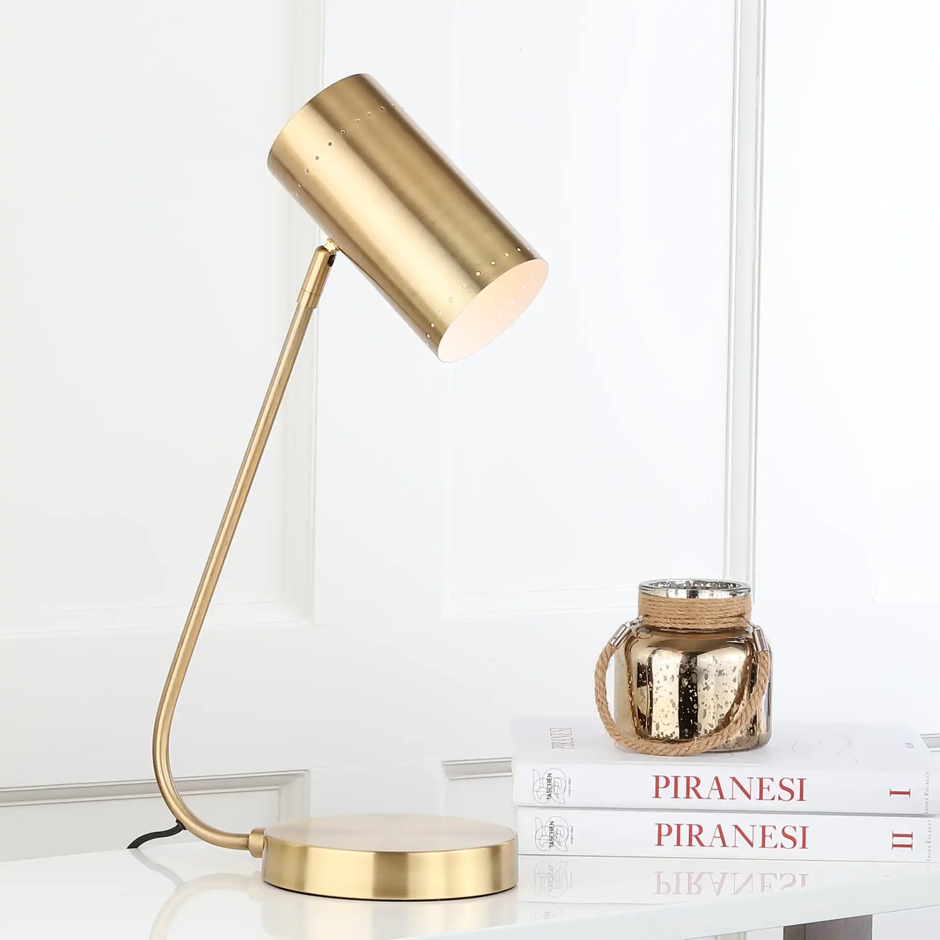 Crane Table Lamp in Gold in a styled room