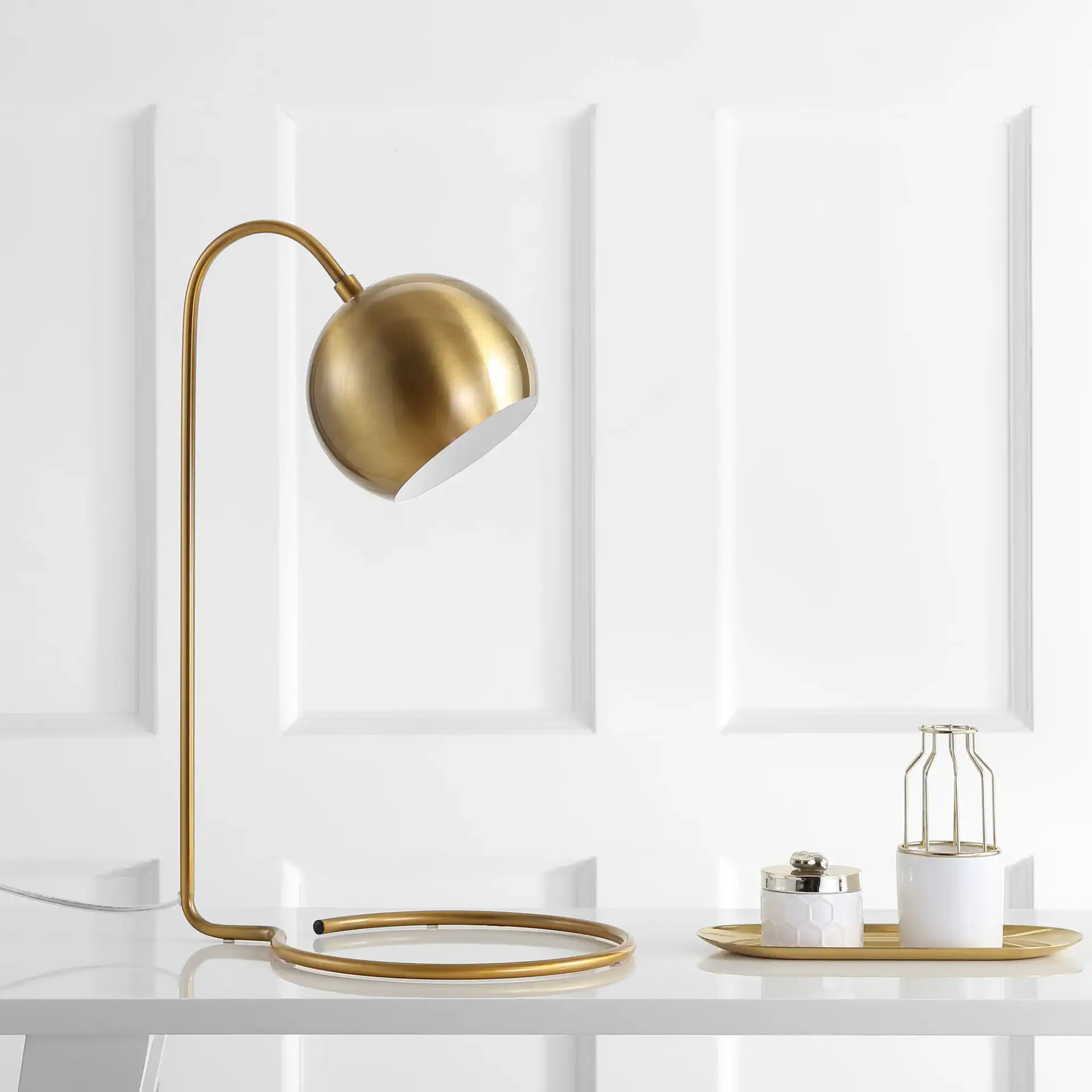Bartolo Table Lamp in Brass Gold in a styled room