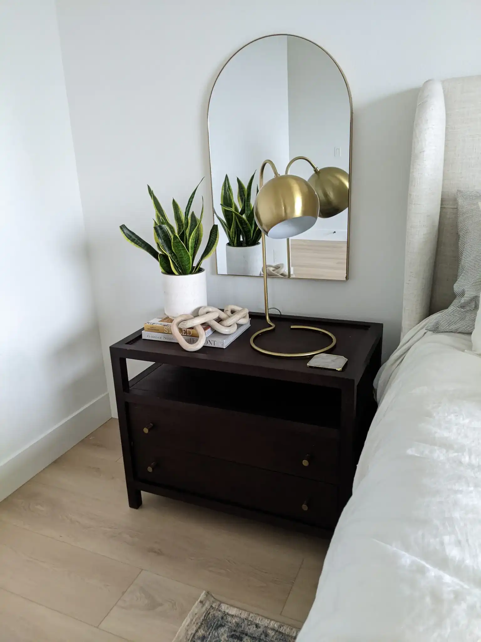 Bartolo Table Lamp in Brass Gold in a styled room