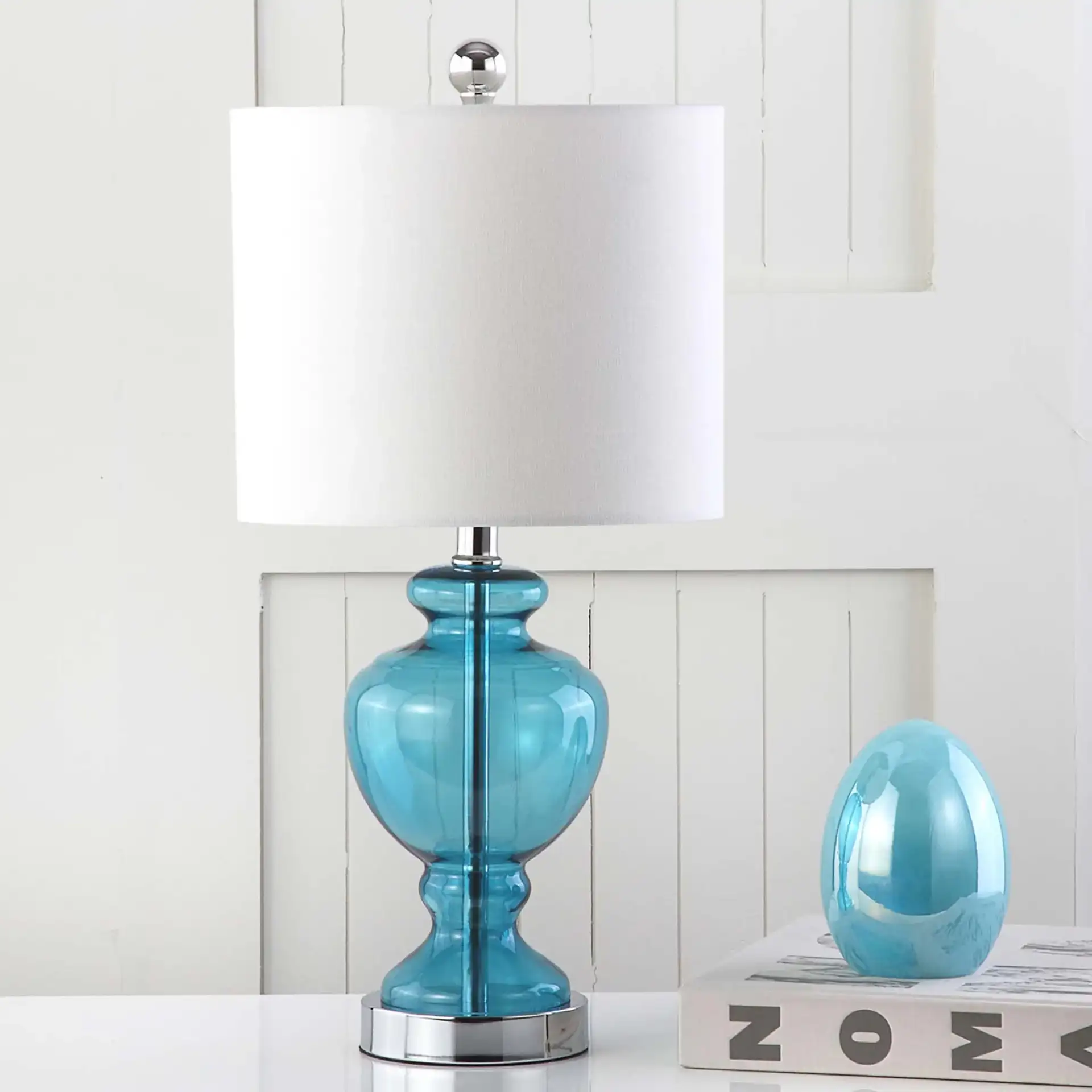 Marine Table Lamp in Blue / Charcoal in a styled room