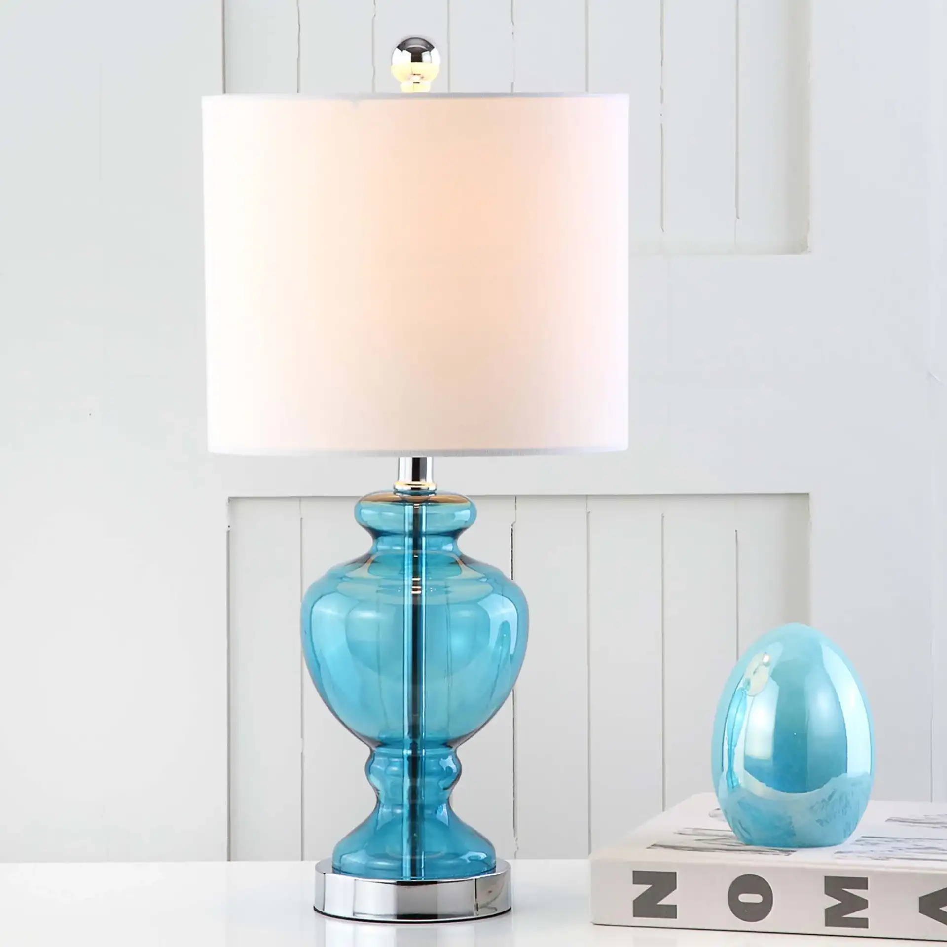 Marine Table Lamp in Blue / Charcoal in a styled room
