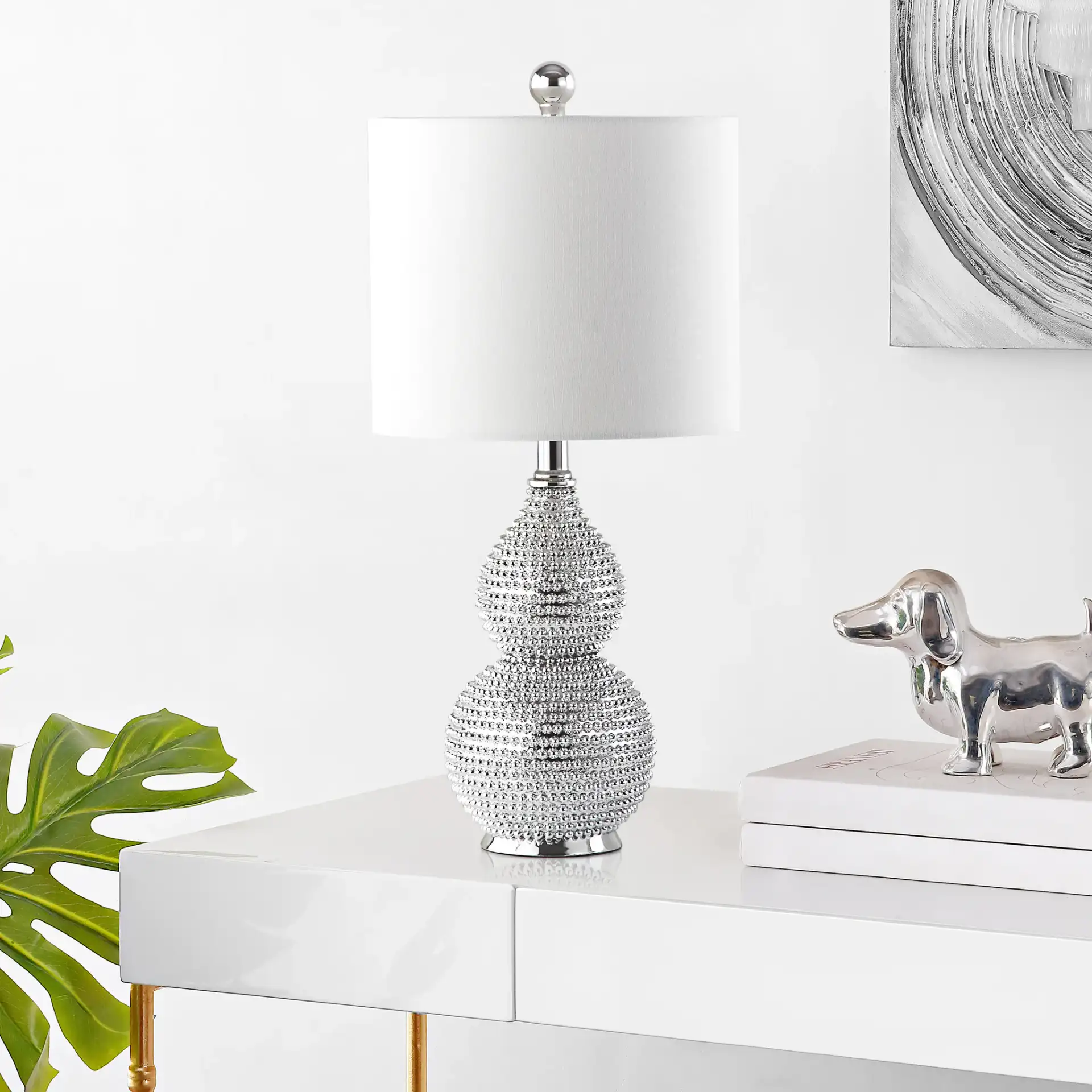 Clarabel Table Lamp in Silver, detail view