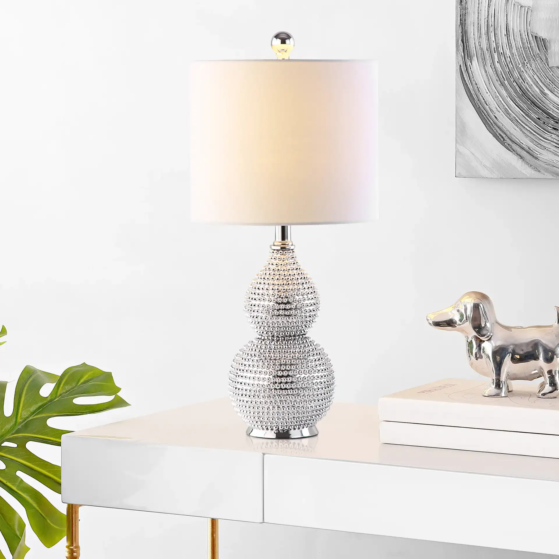 Clarabel Table Lamp in Silver in a styled room