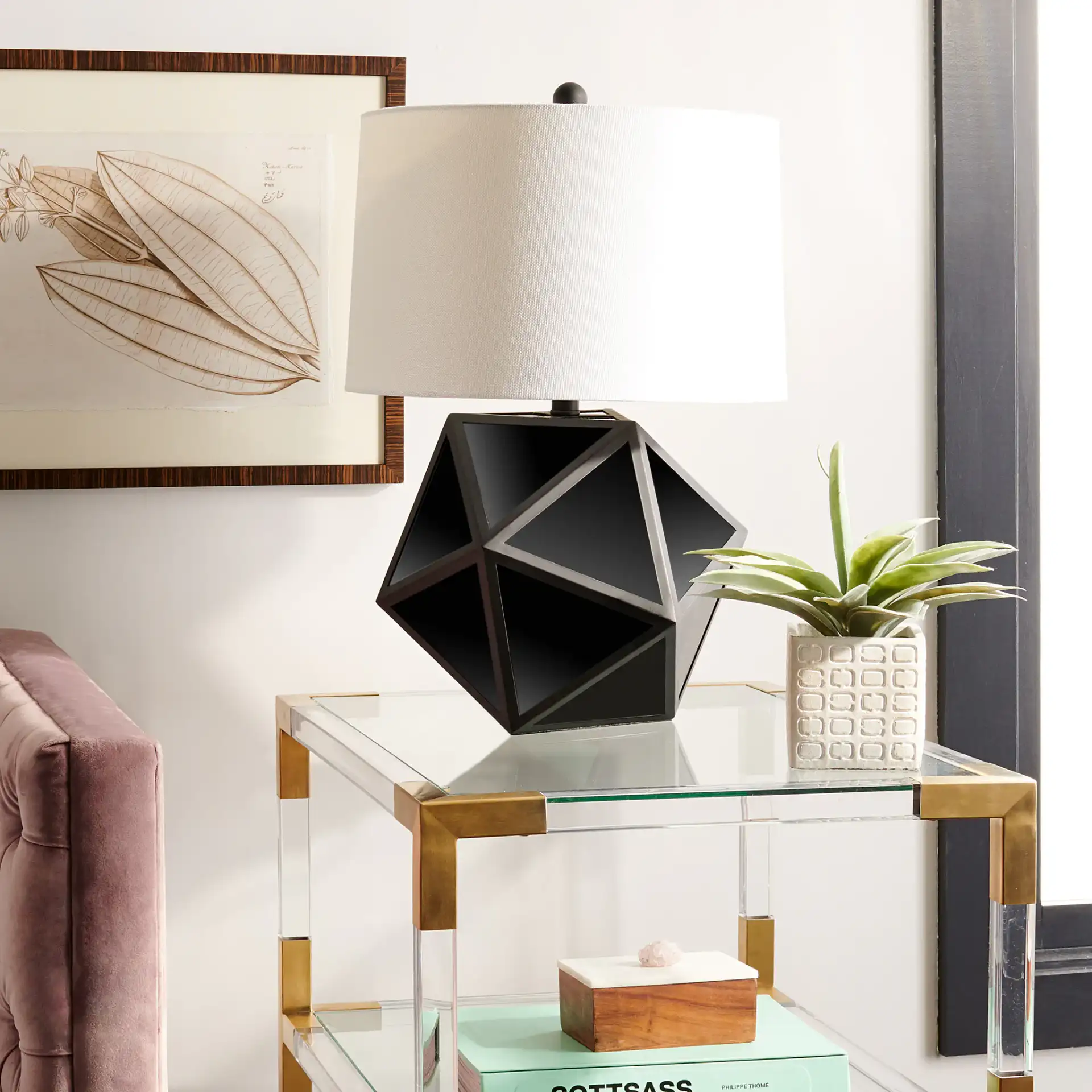 Brycin Table Lamp (Set Of 2) in Black / Chrome in a styled room