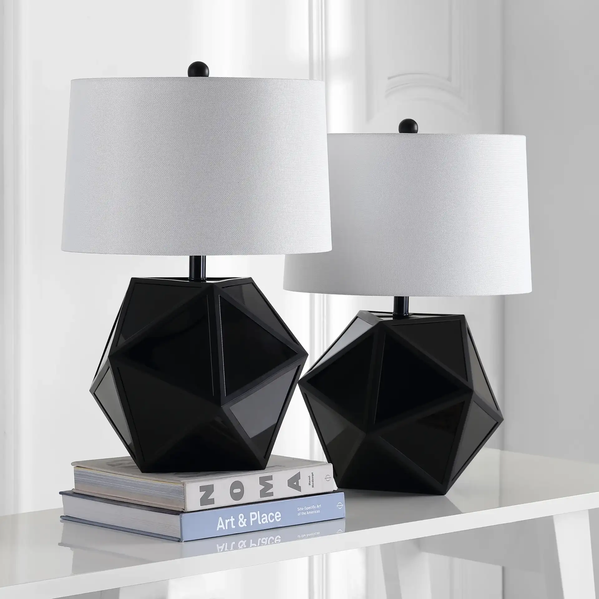 Brycin Table Lamp (Set Of 2) in Black / Chrome in a styled room