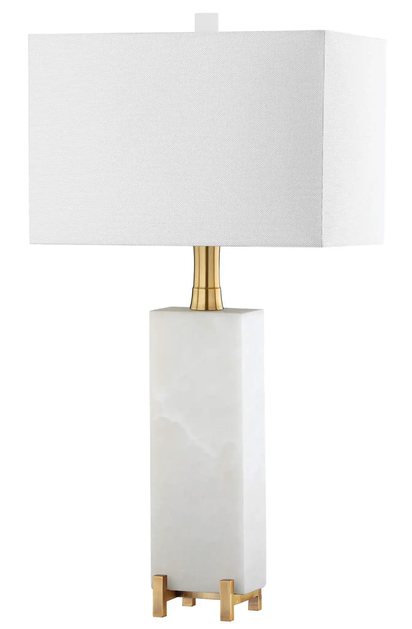 Sloane Alabaster Table Lamp in White / Brass Gold, detail view