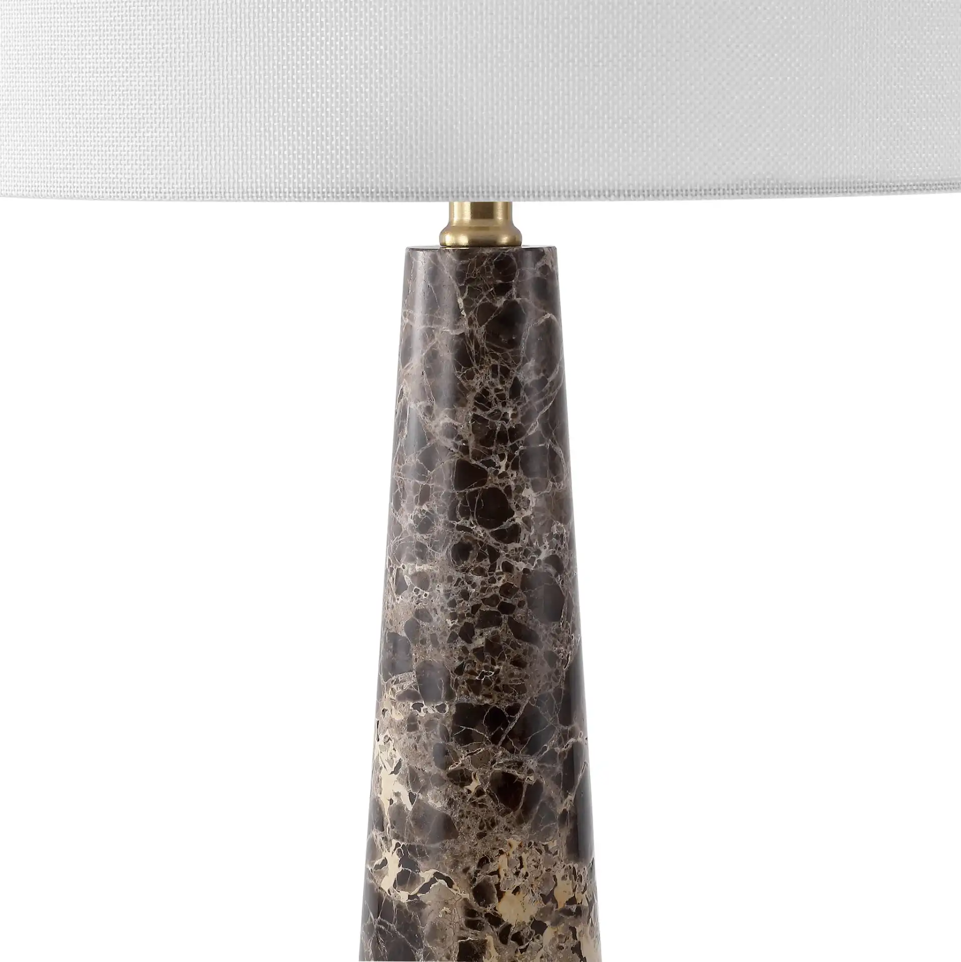 Delilah Alabaster Table Lamp in Dark Brown / White in a styled room