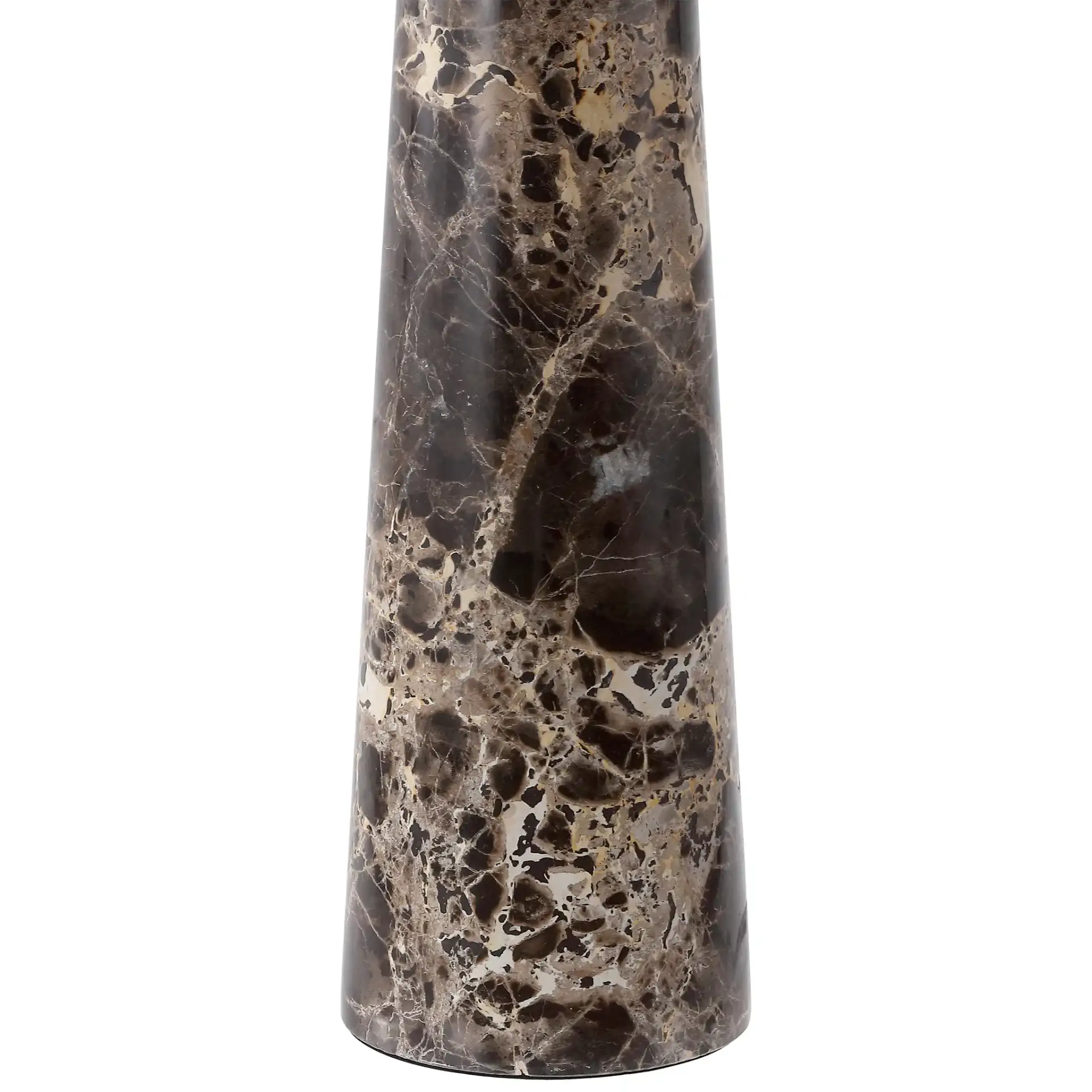 Delilah Alabaster Table Lamp in Dark Brown / White in a styled room