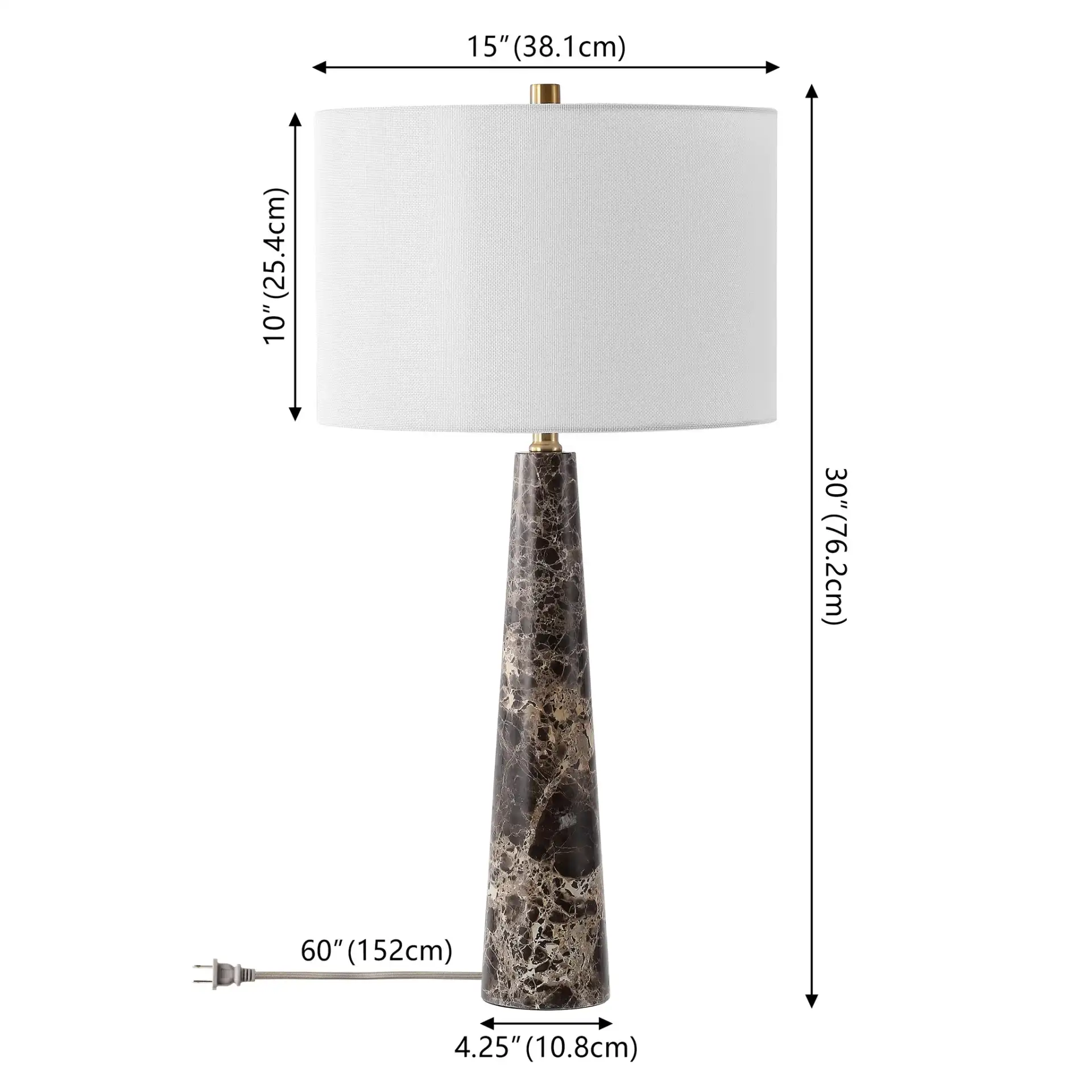 Delilah Alabaster Table Lamp in Dark Brown / White, detail view