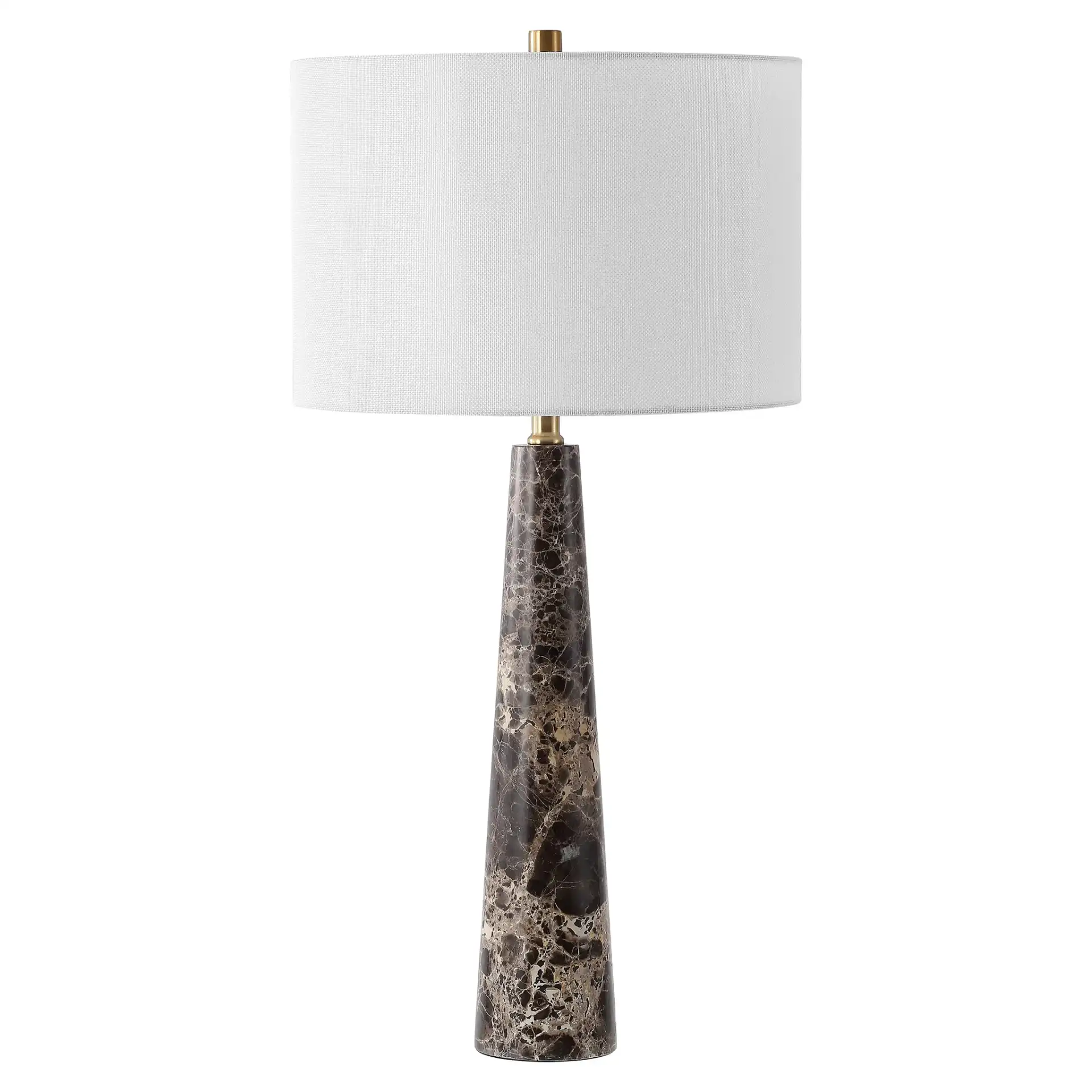Delilah Alabaster Table Lamp in Dark Brown / White, detail view