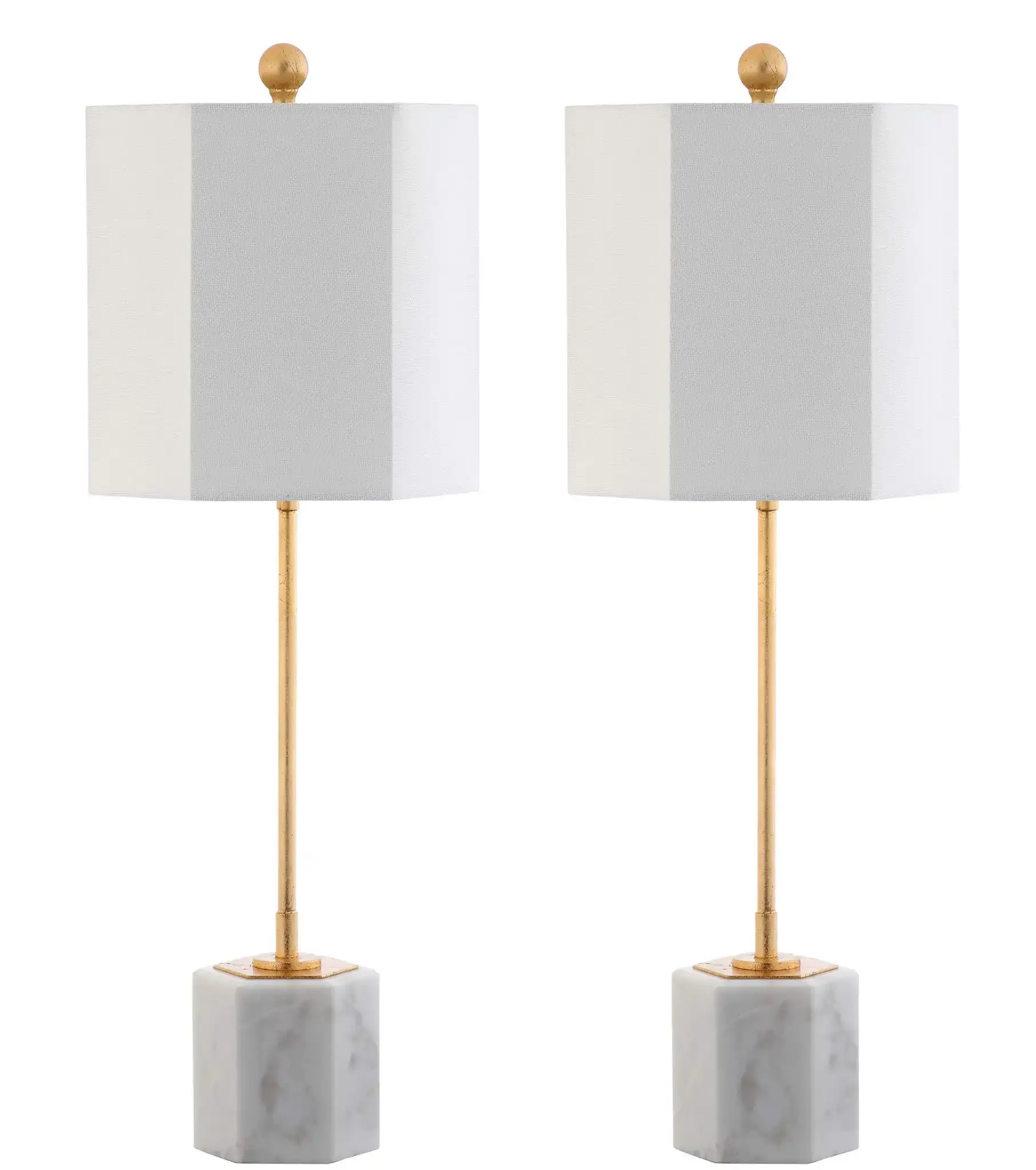 Magdalene Marble Table Lamp (Set Of 2) in White Marble / Gold, detail view
