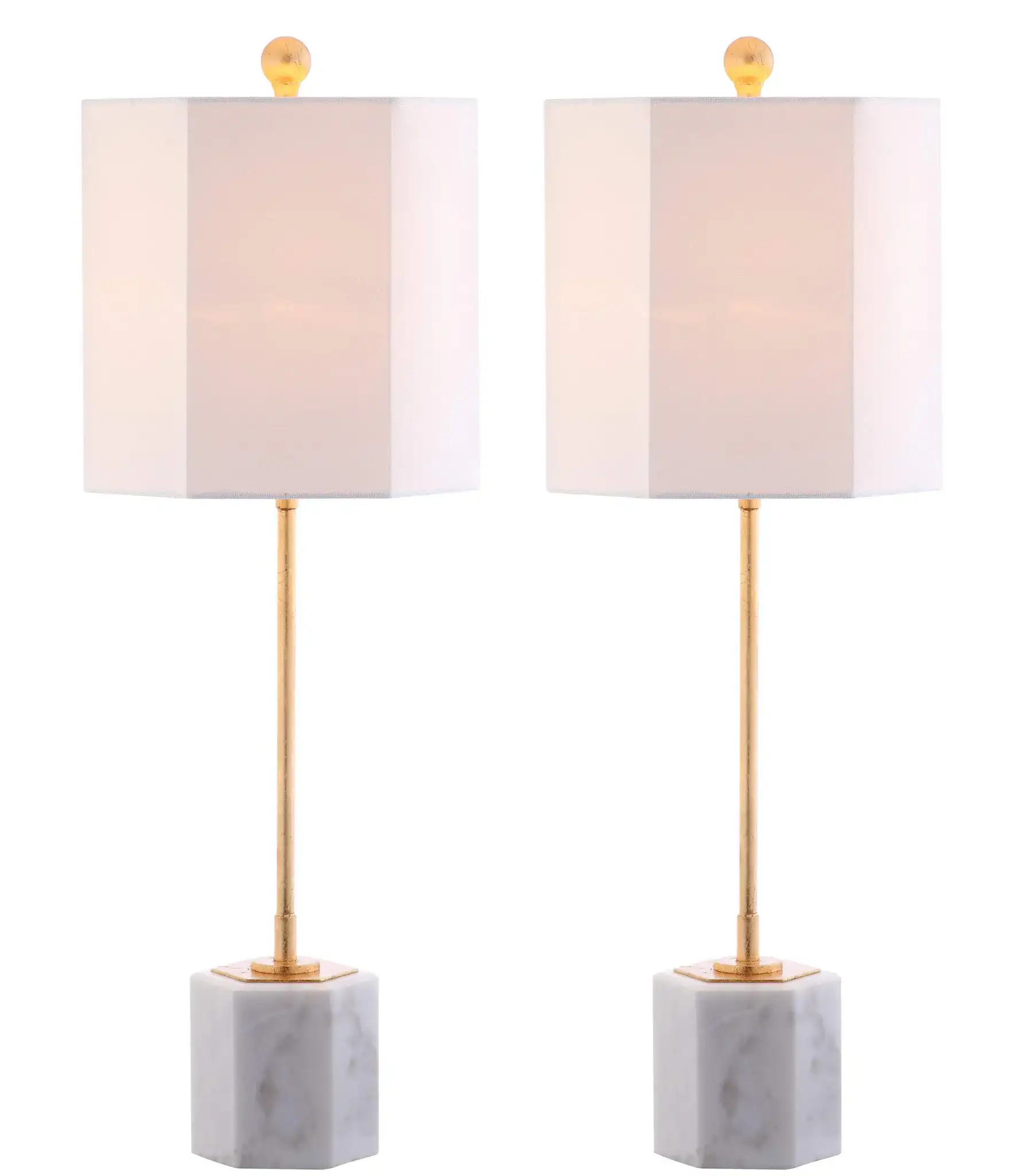Magdalene Marble Table Lamp (Set Of 2) in White Marble / Gold