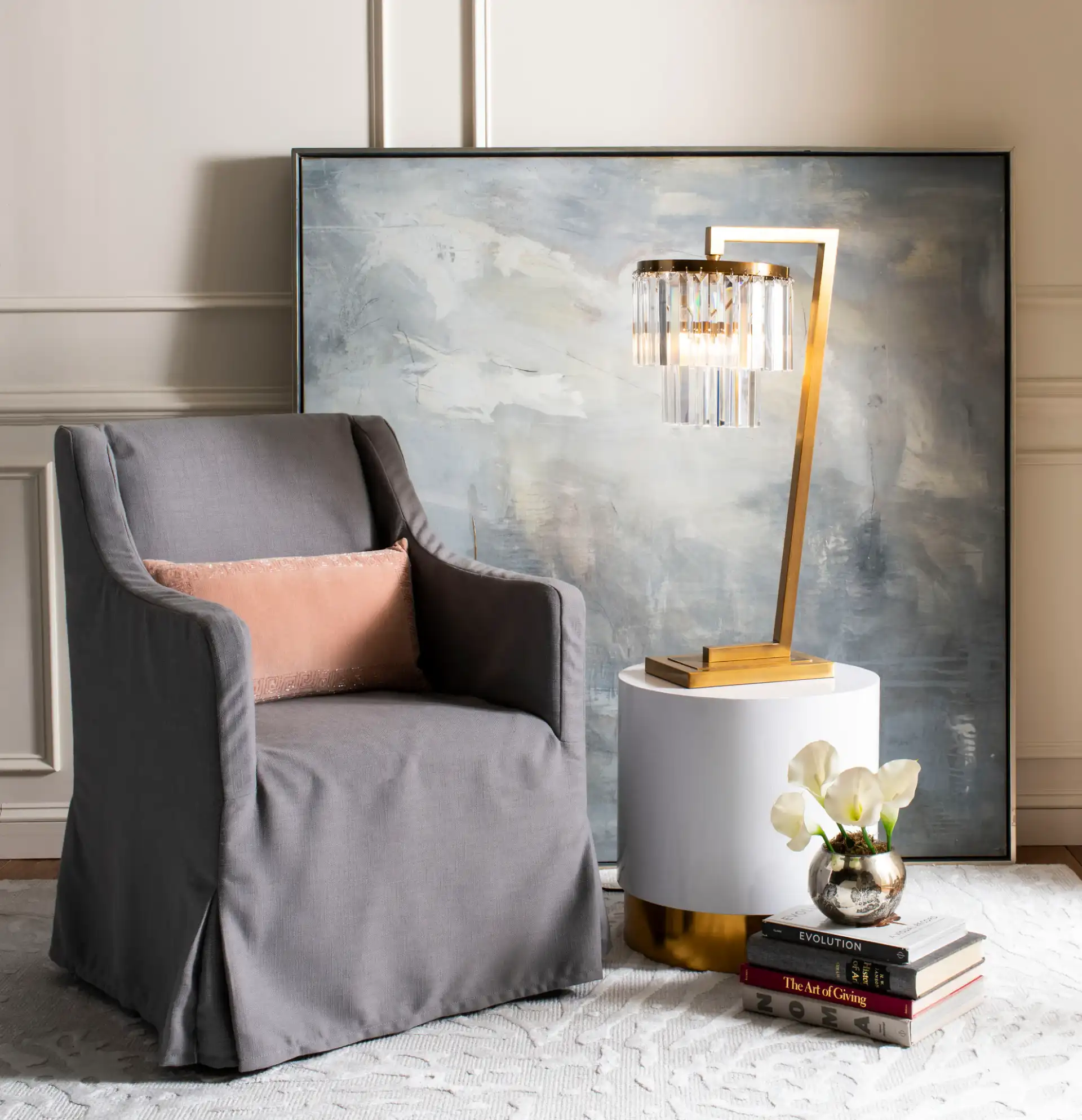 Callum Table Lamp in Gold in a styled room