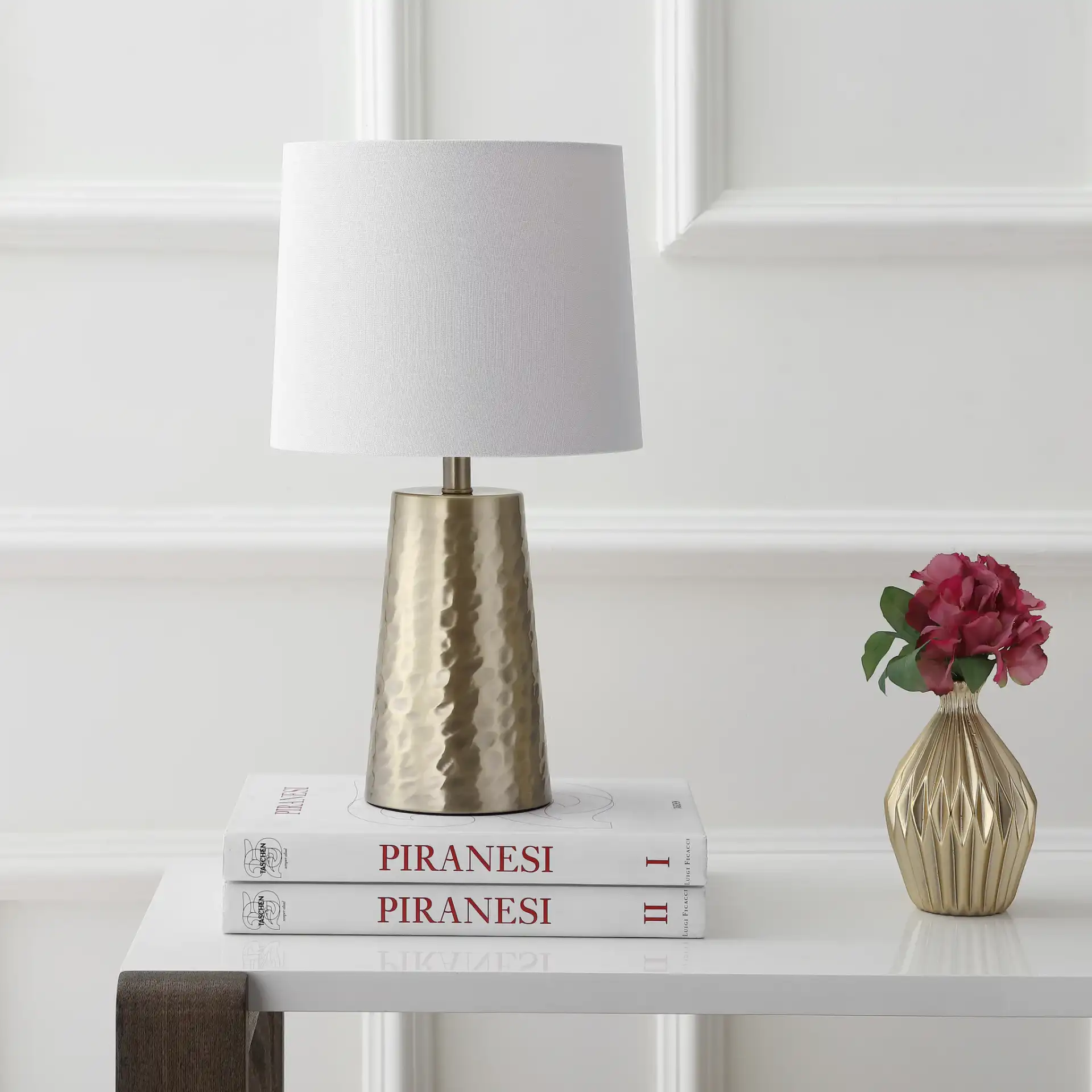 Torence Table Lamp in Gold in a styled room