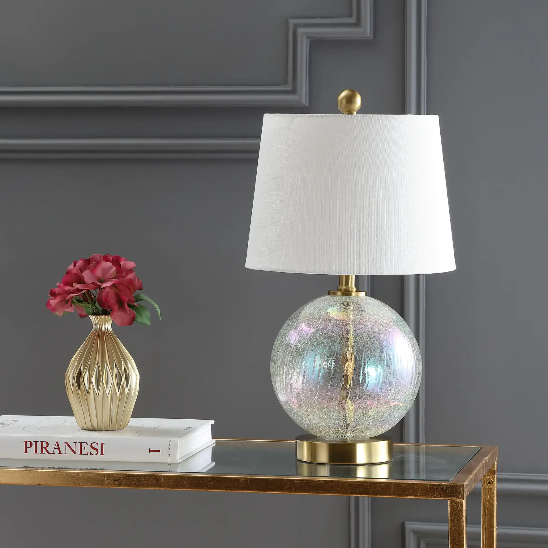 Riglan Table Lamp in Gold in a styled room