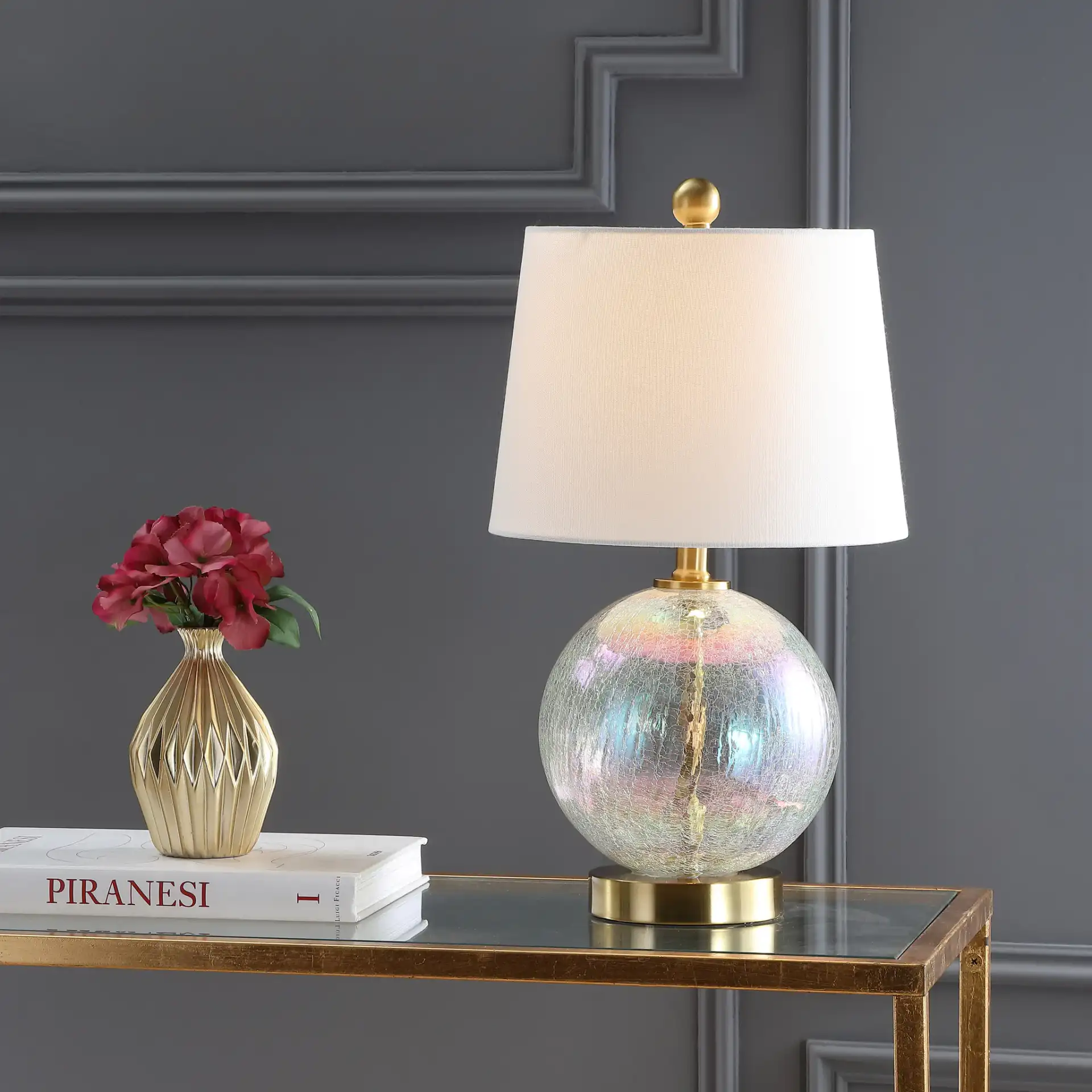 Riglan Table Lamp in Gold in a styled room