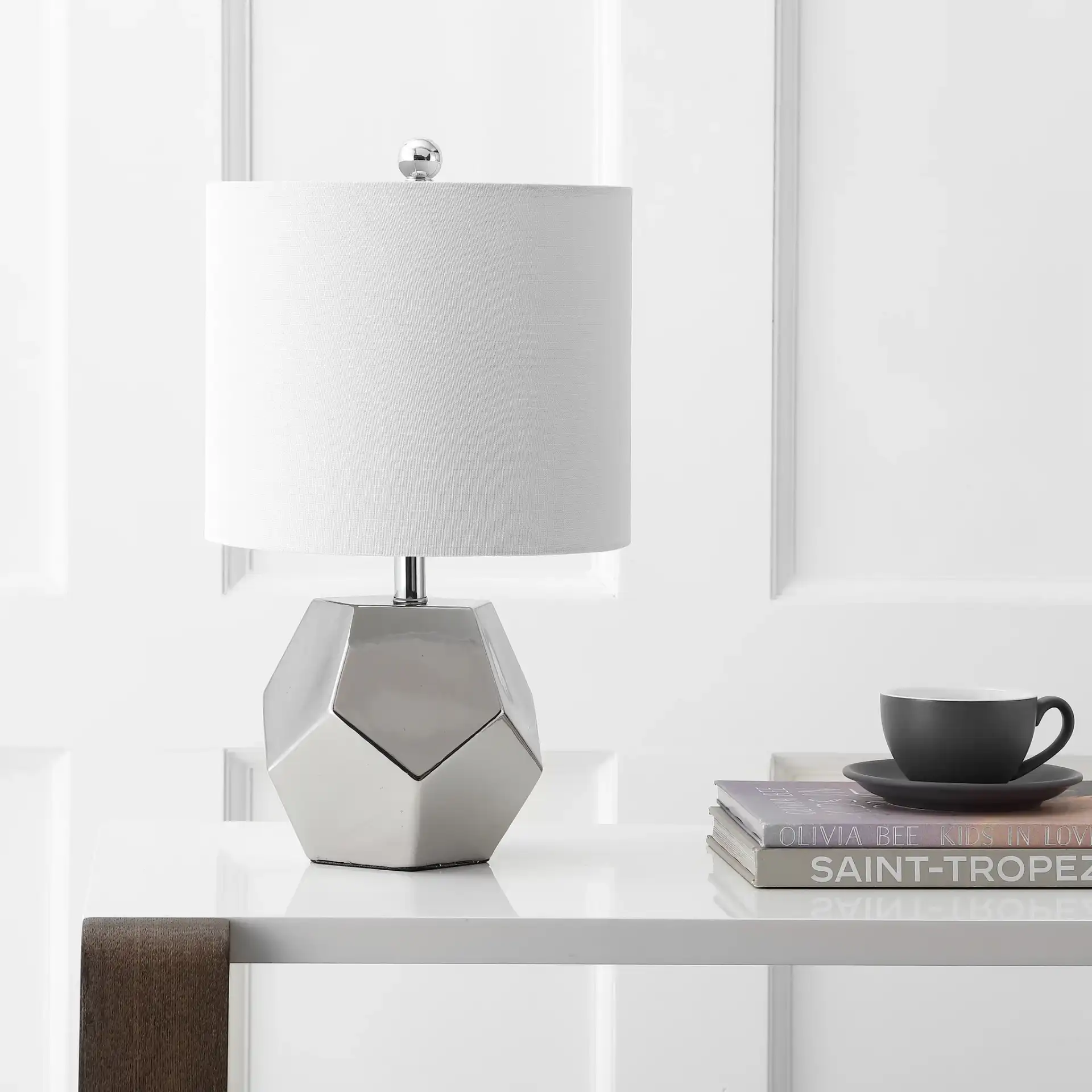 Hanton Table Lamp in Plated Silver in a styled room