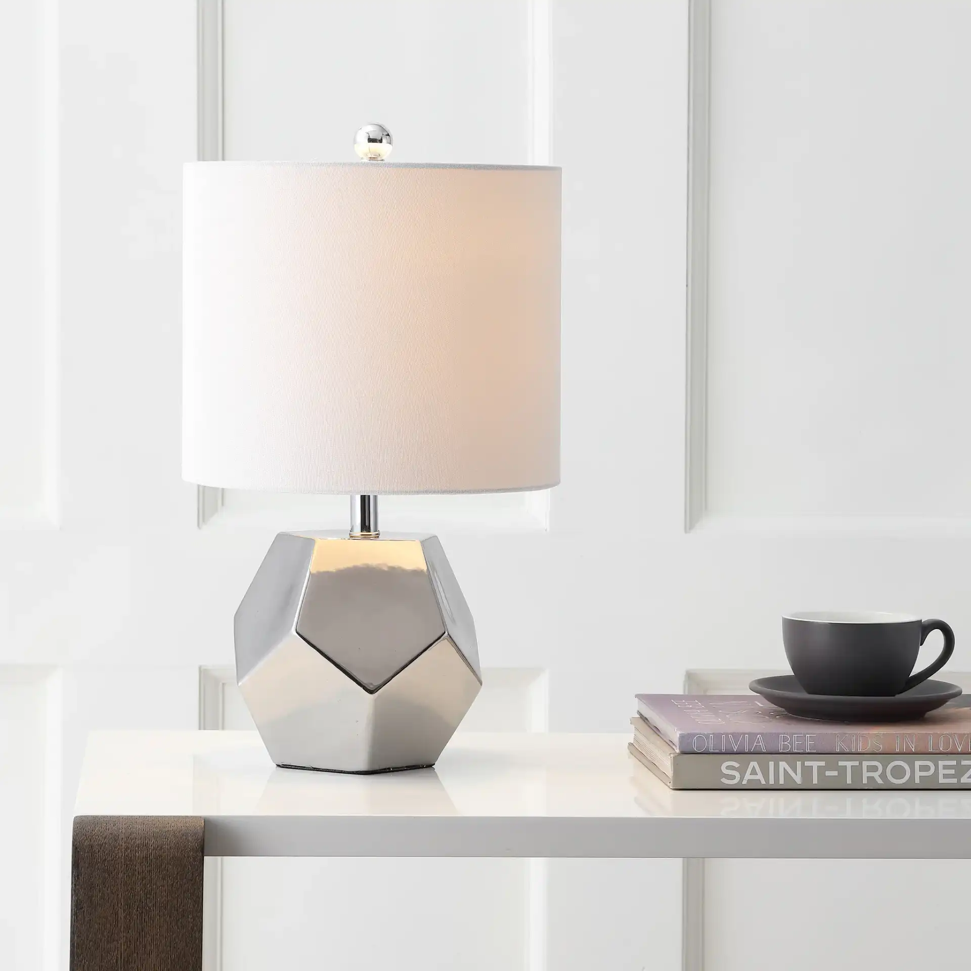 Hanton Table Lamp in Plated Silver in a styled room