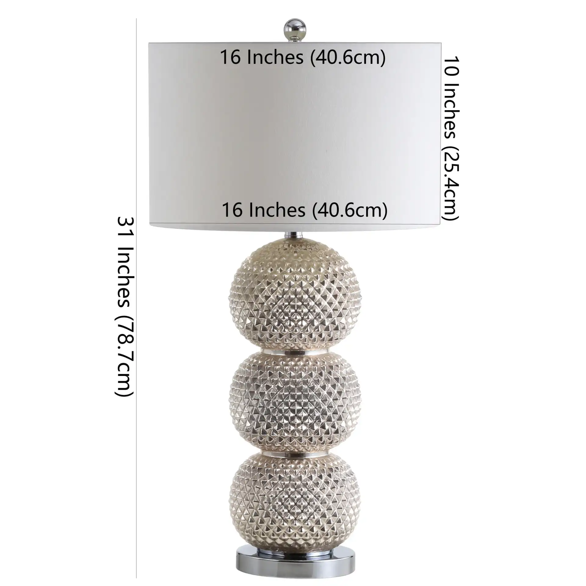 Darcia Table Lamp in Silver, detail view