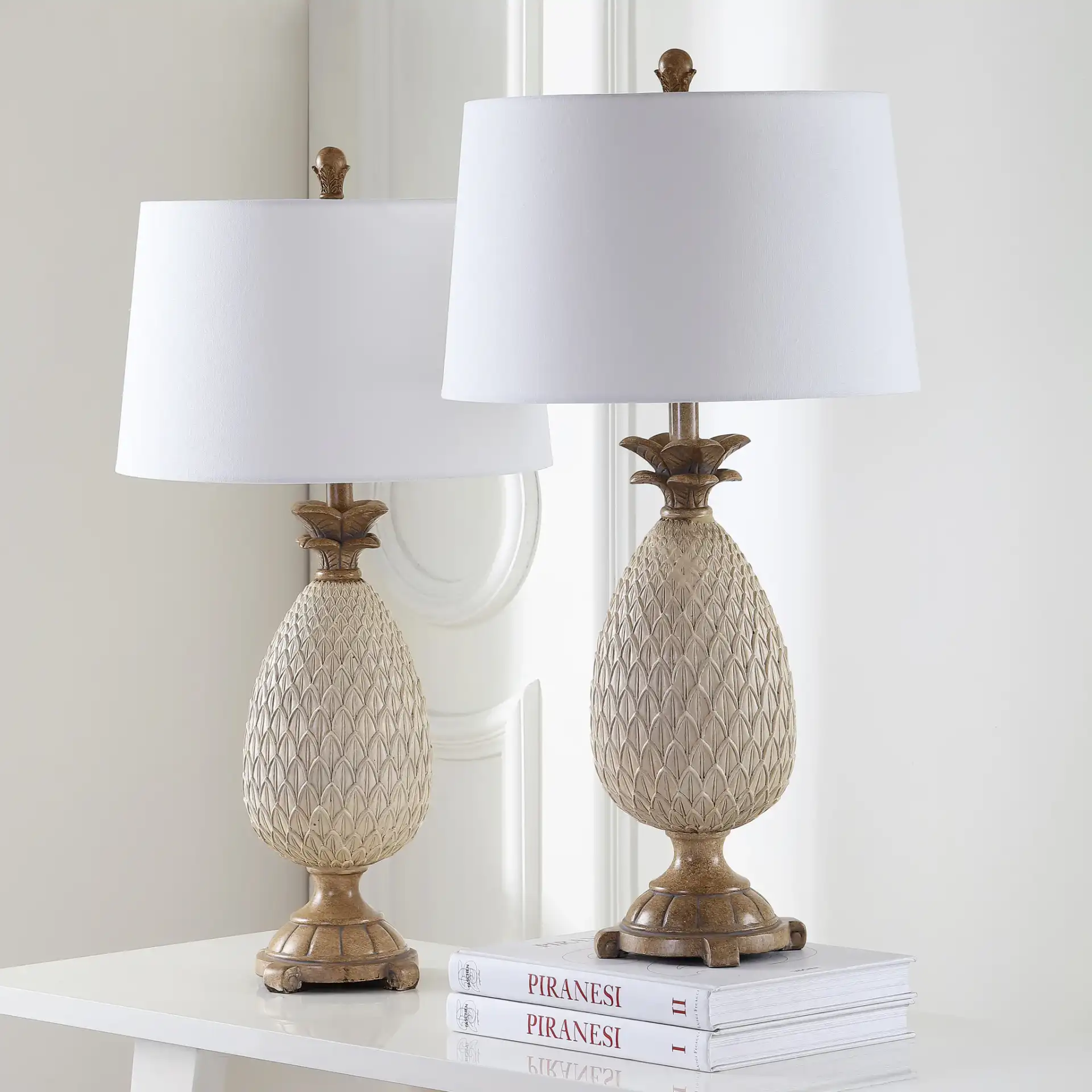 Briar Table Lamp (Set Of 2) in Cream in a styled room
