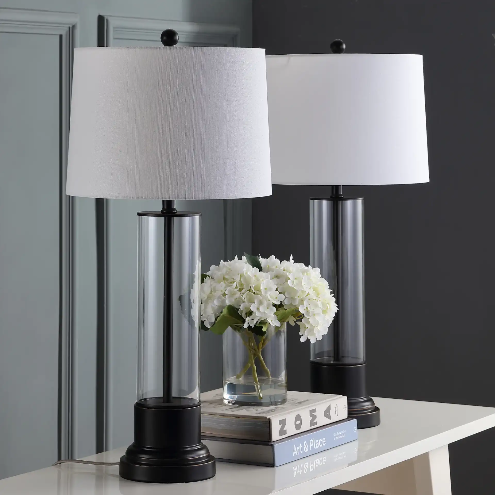 Jayse Table Lamp (Set Of 2) in Black in a styled room