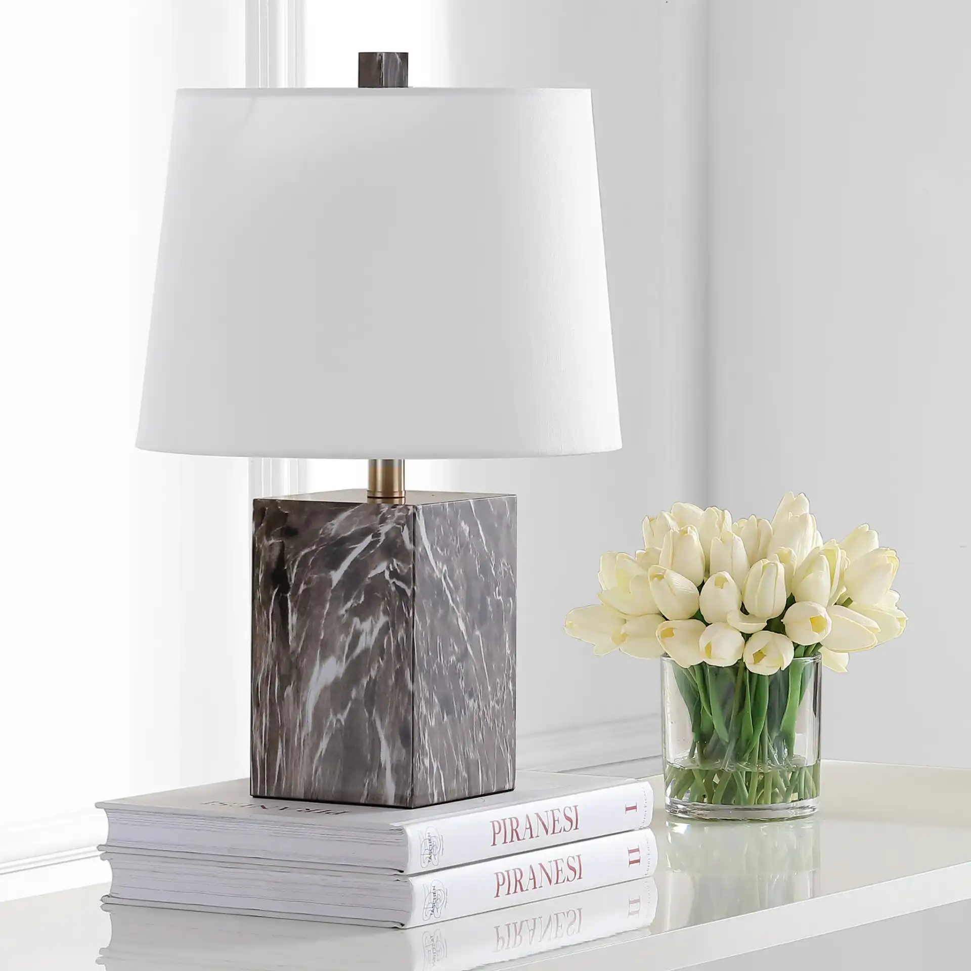 Brett Table Lamp in Brown in a styled room