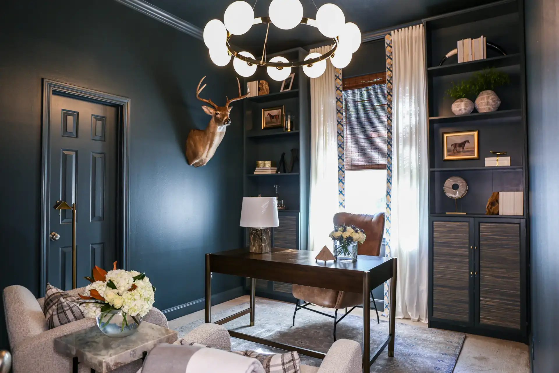 Brett Table Lamp in Brown in a styled room