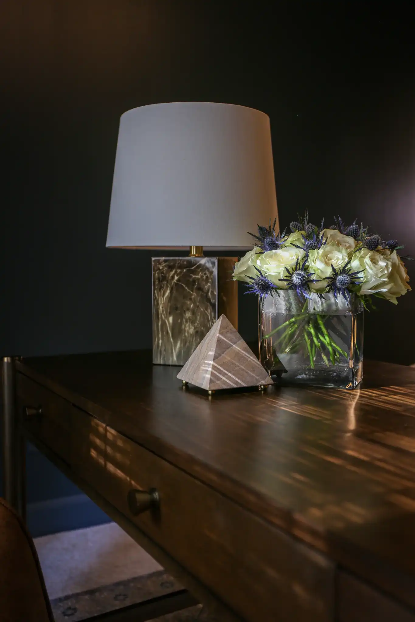Brett Table Lamp in Brown in a styled room