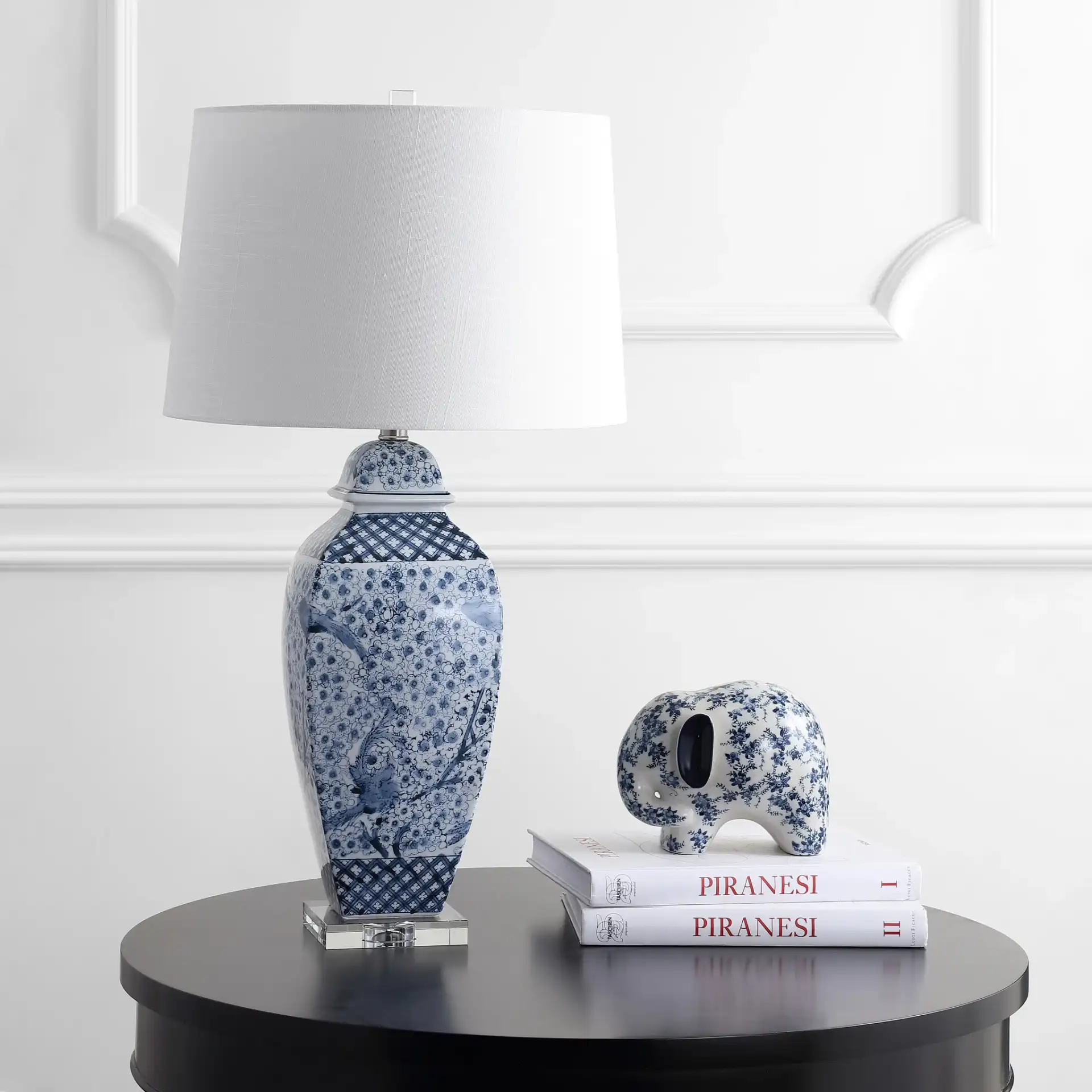 Braeden Table Lamp in Blue / White in a styled room