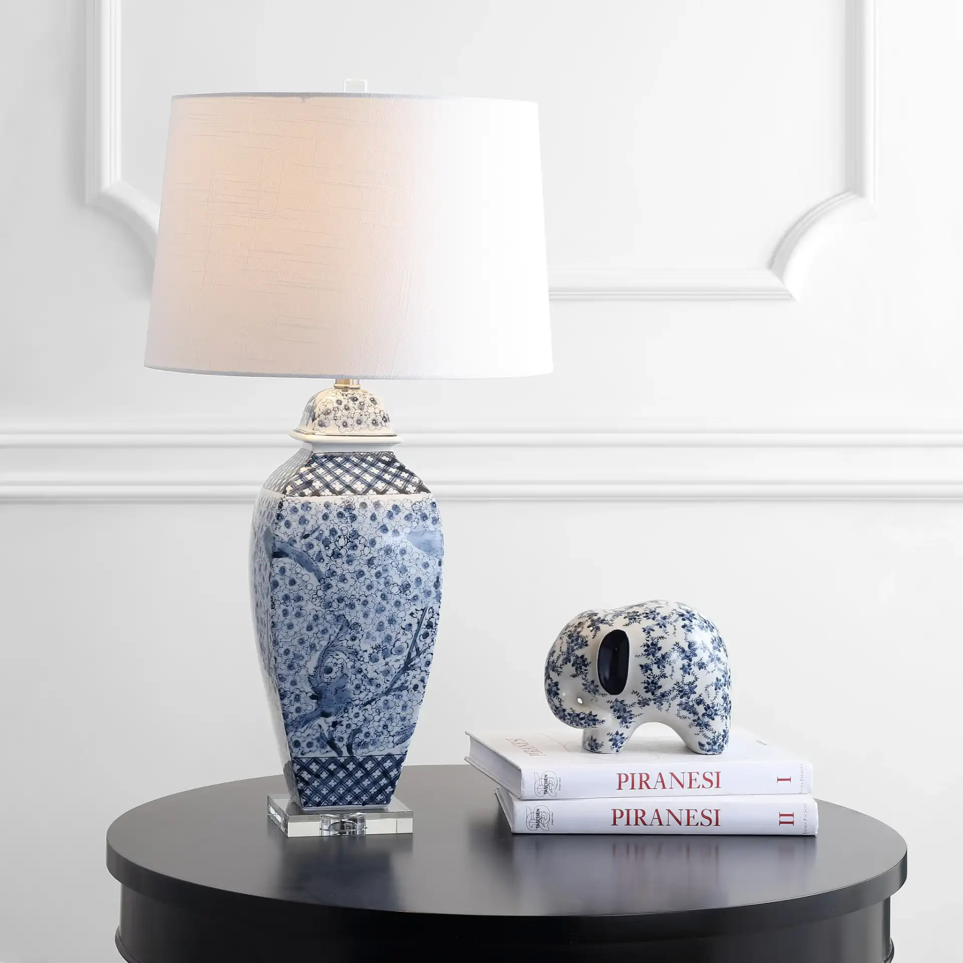 Braeden Table Lamp in Blue / White in a styled room
