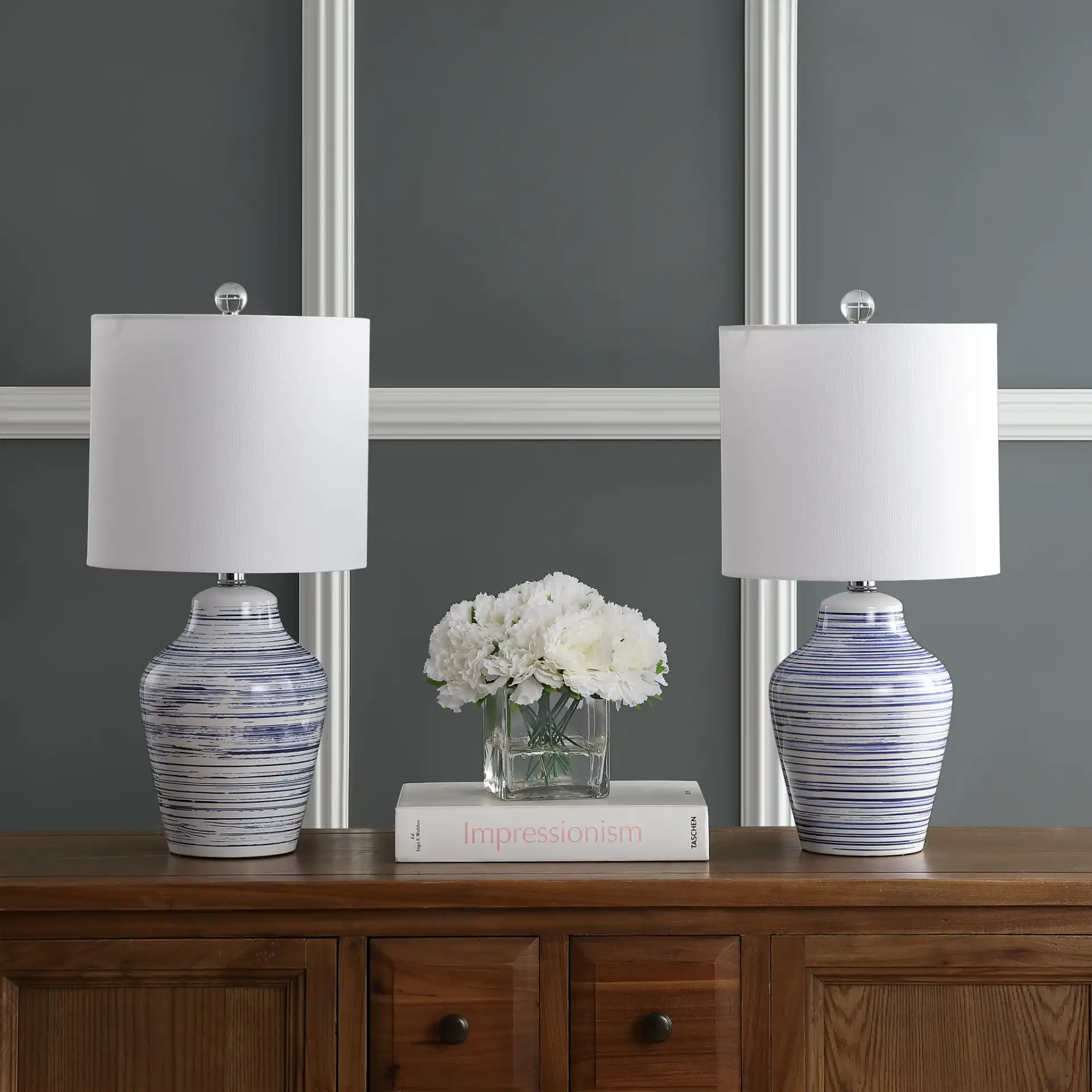 Maxton Table Lamp (Set Of 2) in White in a styled room