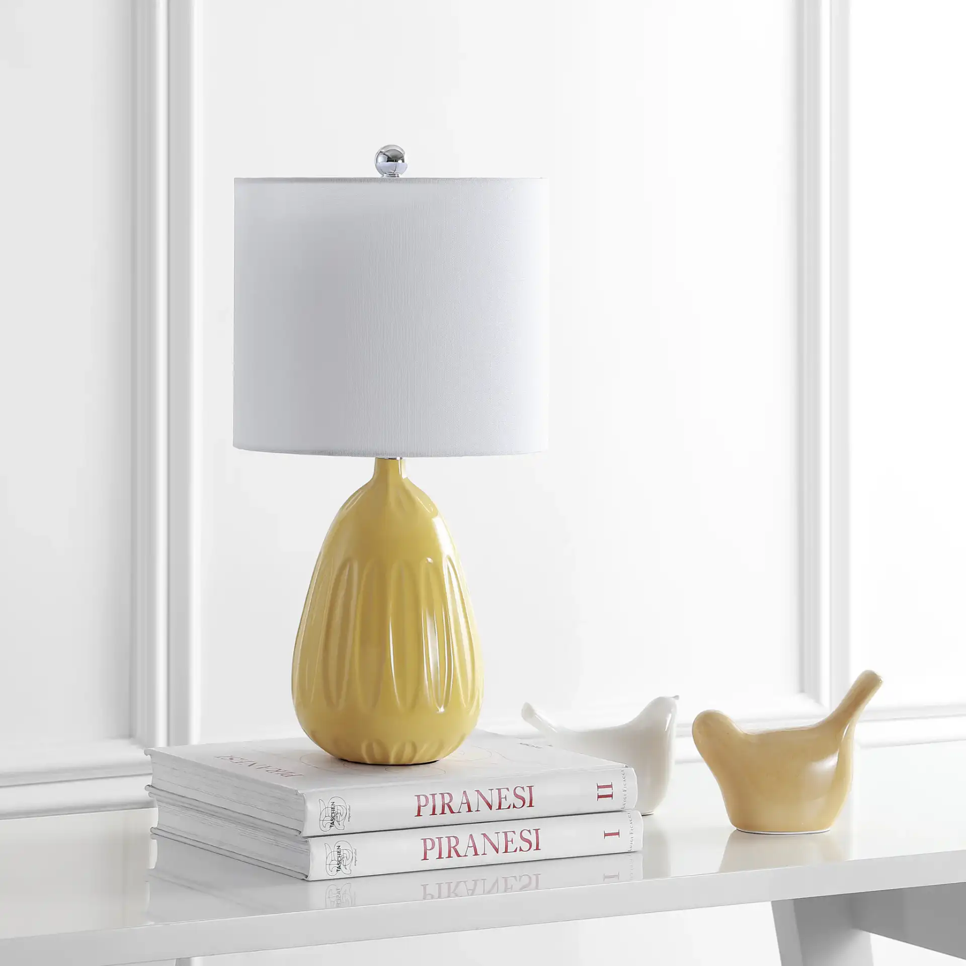 Linnett Table Lamp in Yellow in a styled room