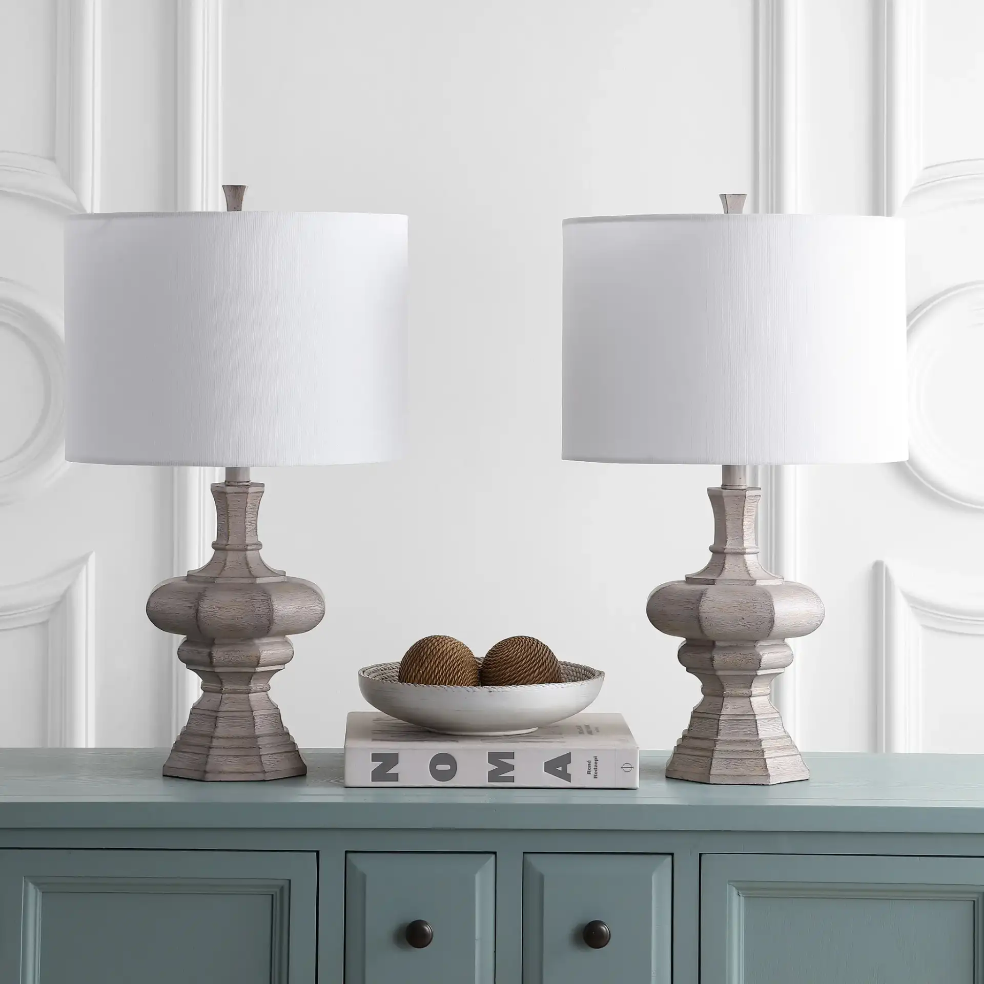 Melville Table Lamp (Set Of 2) in Gray Wash in a styled room