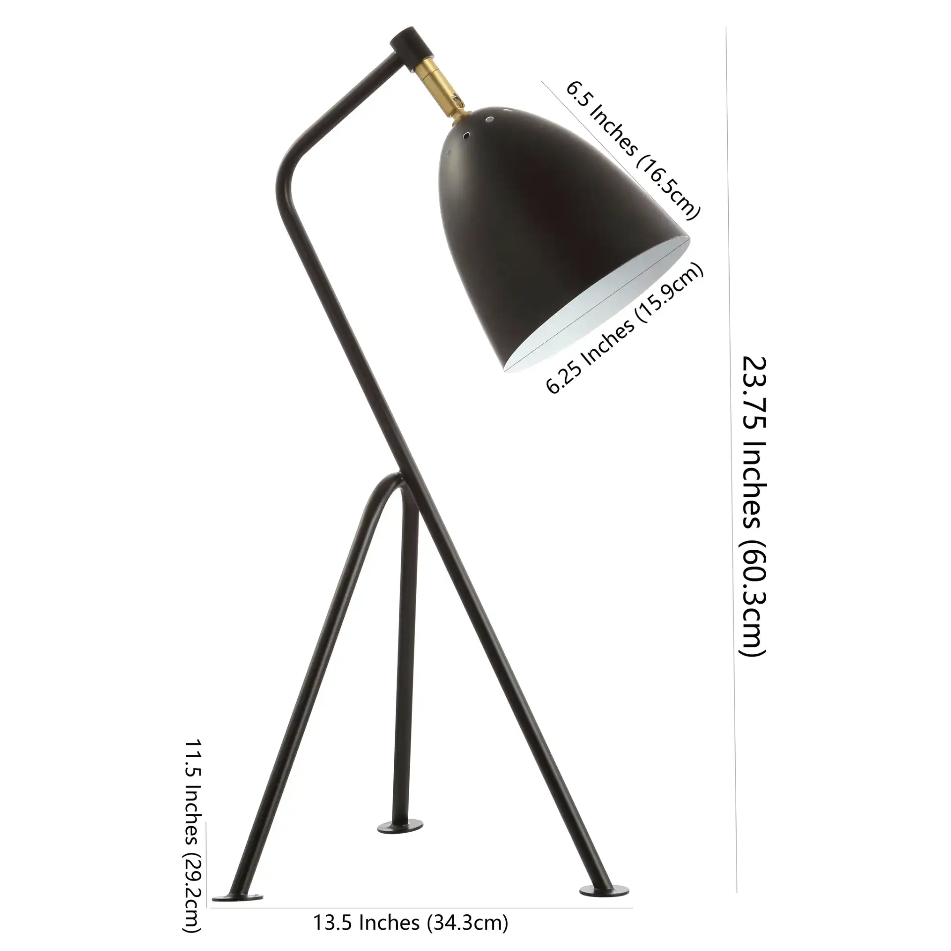 Dariel Task Table Lamp in Black, detail view