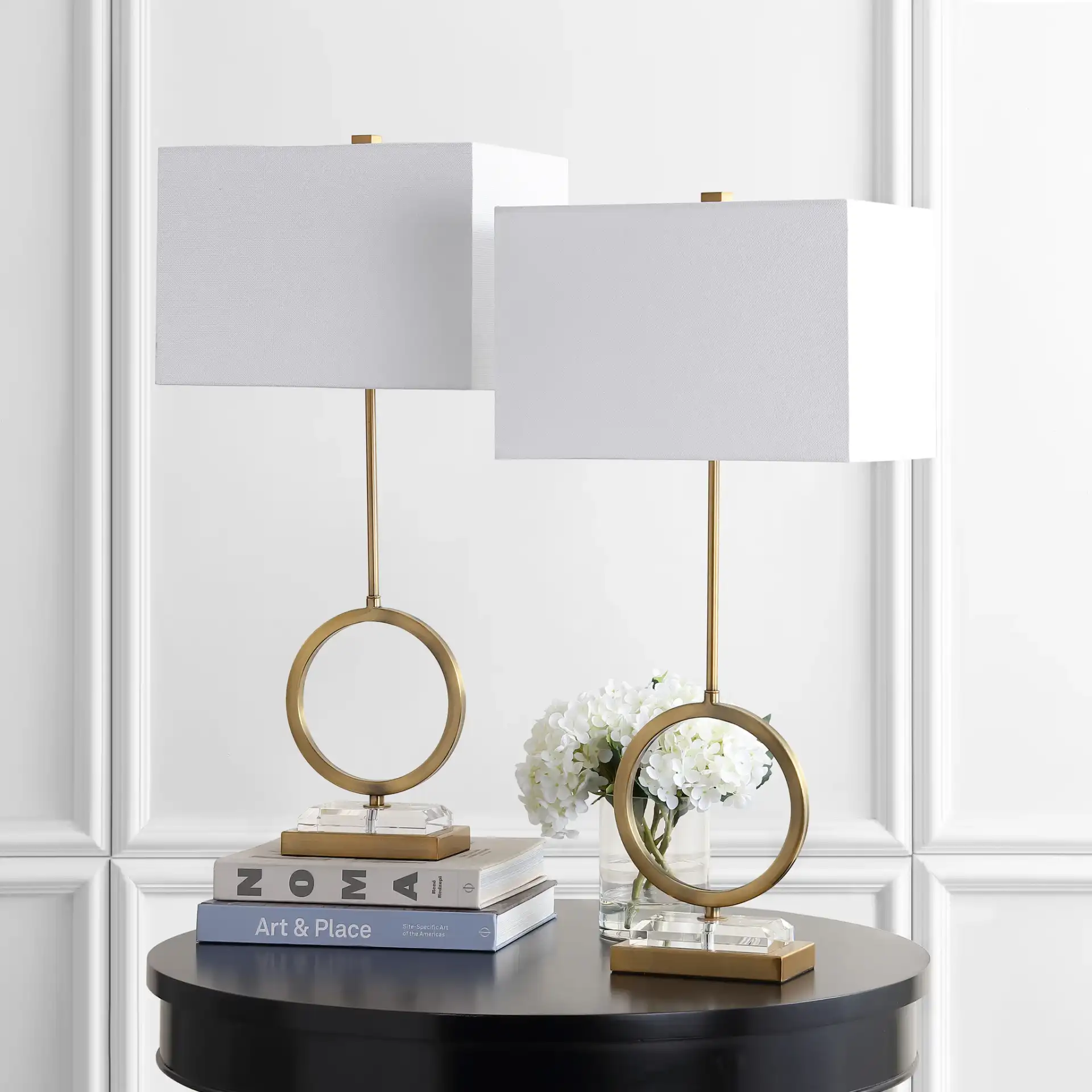 Kaden Table Lamp (Set Of 2) in Clear / Brass in a styled room