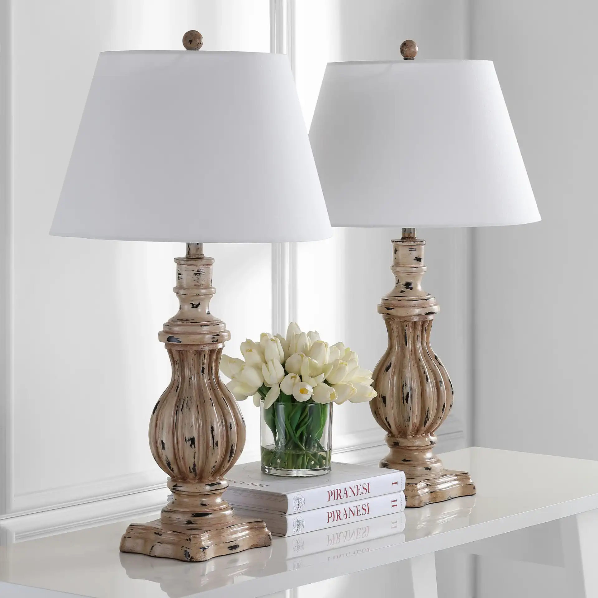 Tanner Table Lamp (Set Of 2) in Brown in a styled room